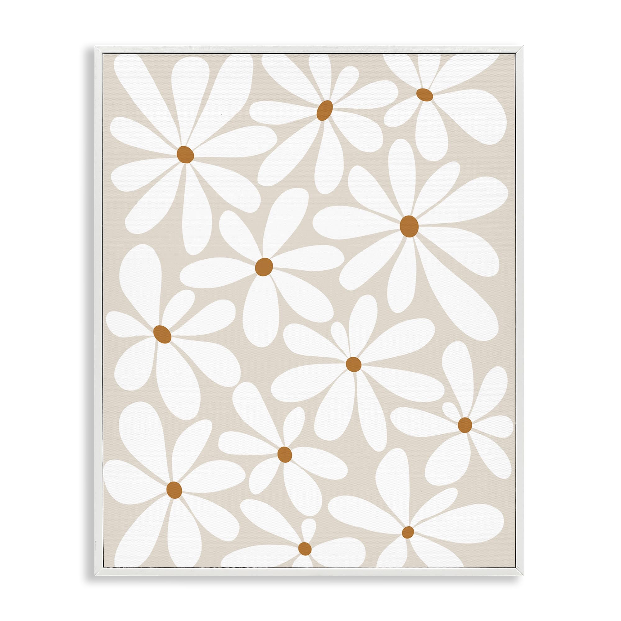 Stupell Industries Coastal White (Textured) 'Beige & White Daisies', Framed Giclee Art, White, 16 X 20 Inches, Easy To Hang And Sturdy, Made In Usa, By Susan Ball
