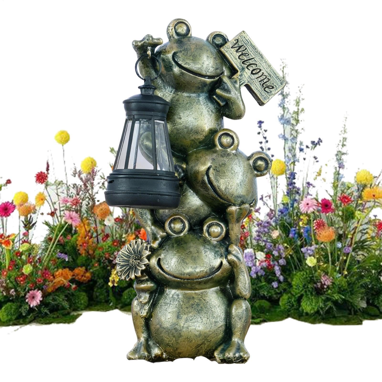 Lampes de chemin statue grenouille pour sublimer vos soirées d'été autour du bassin