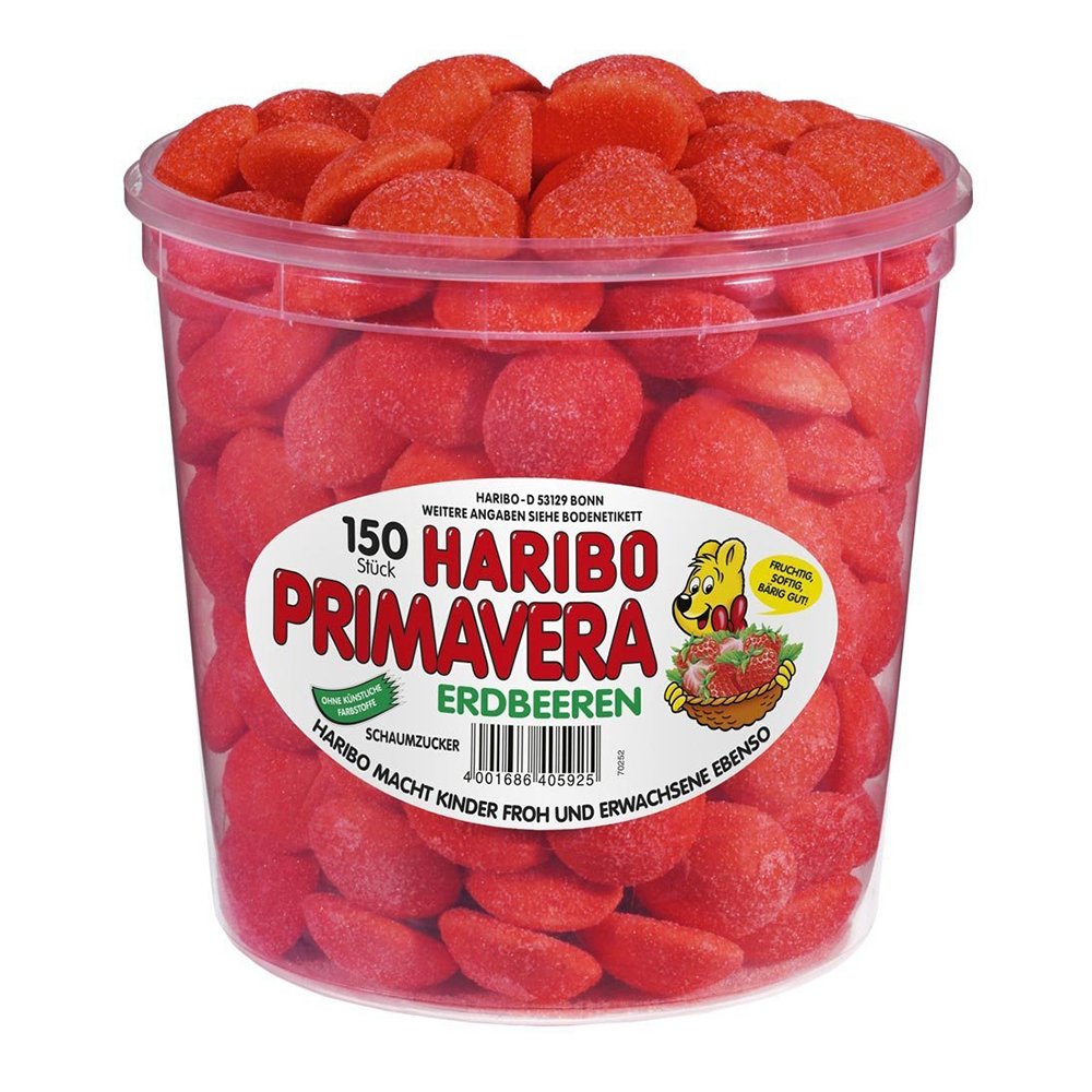Caramelos Haribo | Espuma De Fresas Primavera (150 Piezas) | Haribo Caramelos | Caramelos Alemanes | 150 Pack | 1200 Gramo Total