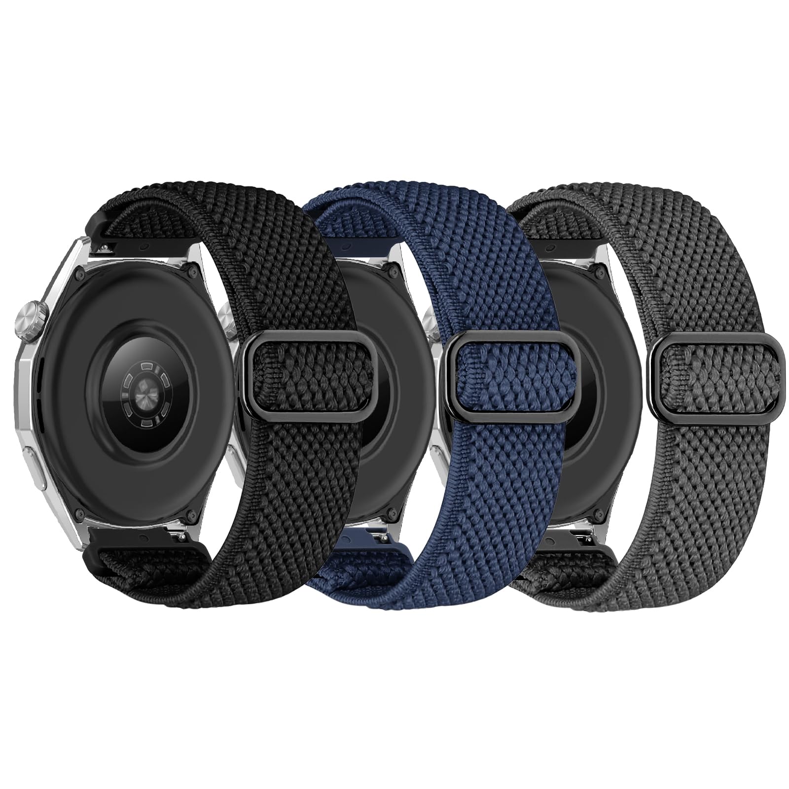 3 Pieces Elastic Nylon Strap Compatible with Xiaomi Redmi Watch 5 Active/5 Lite, 22 mm Adjustable Nylon Sports Wristbands for Amazfit Active Max/Amazfit Balance 2/Balance