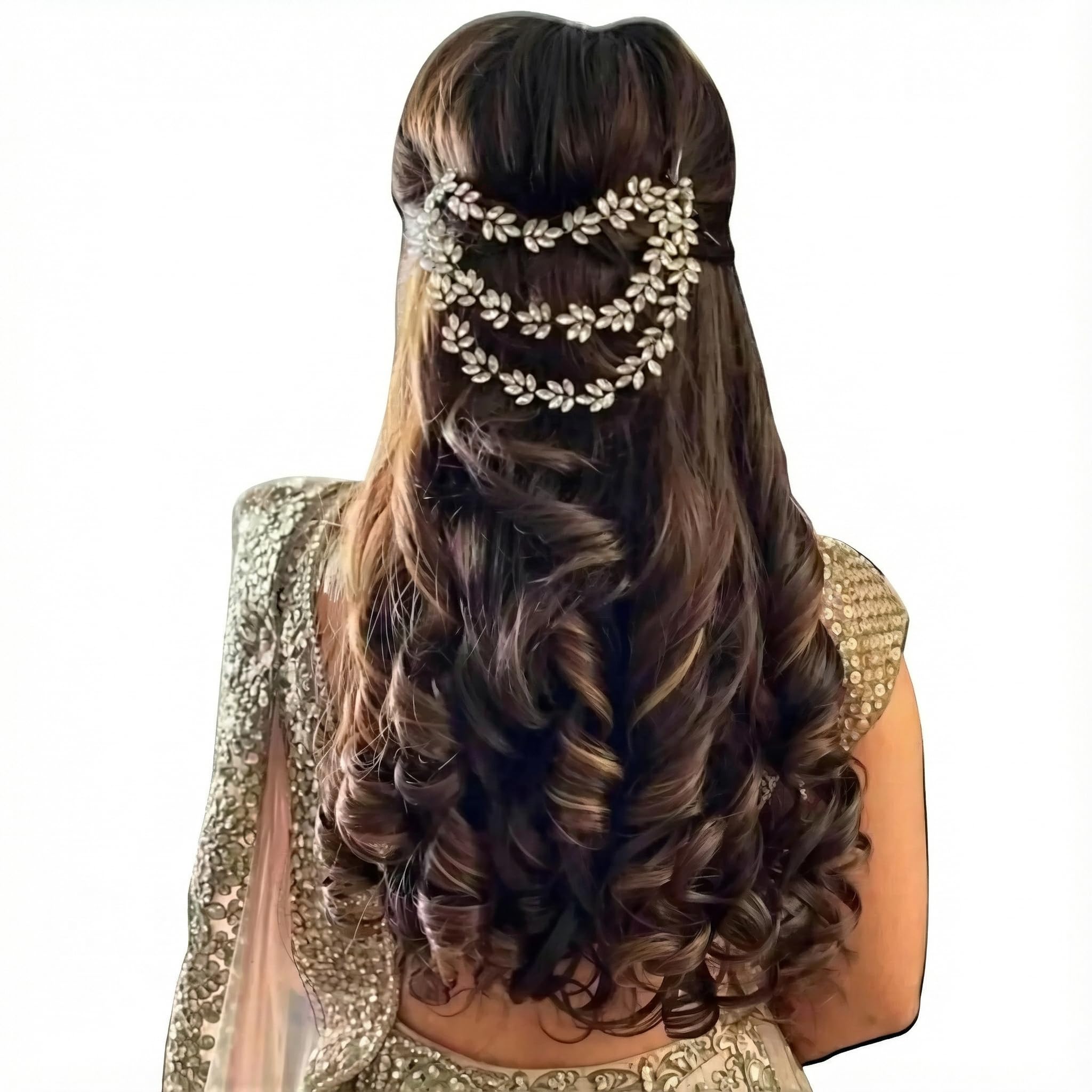 Rose Petals ® Golden Wedding Hair Accessories/Hair Pins/Juda Pins/Chain for Women and Girls