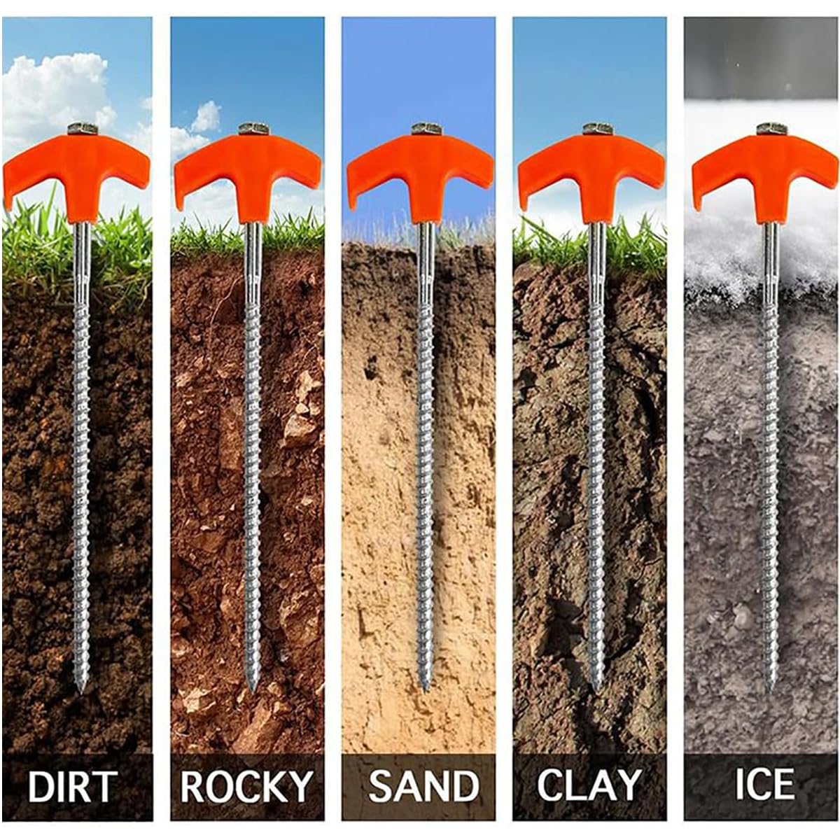 Lot De 12 Piquets De Tente à Visser De 20,3 Cm – Vis D'ancrage Au Sol