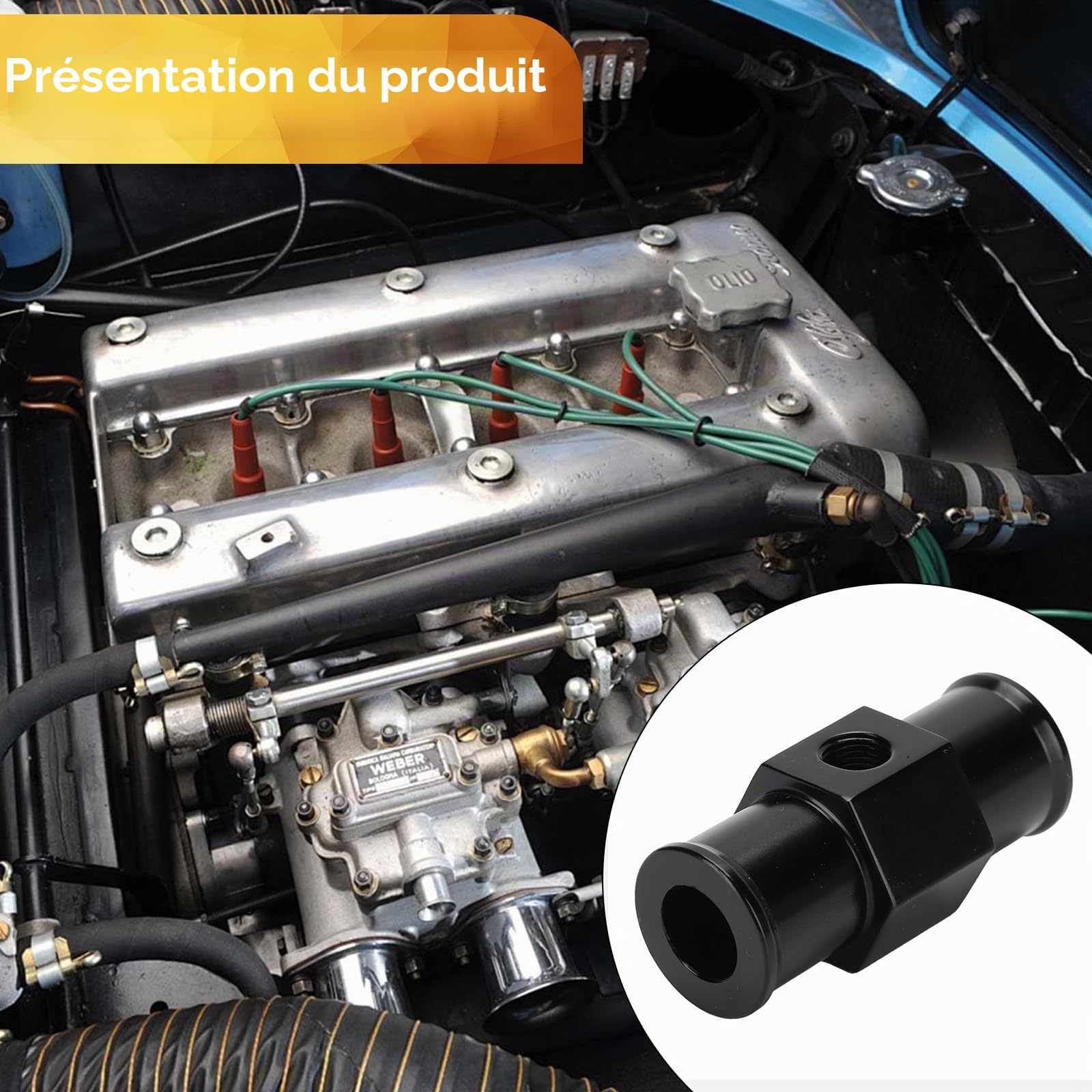 Capteur de Température Eau 24mm, Adaptateur Sonde pour Voiture et Radiateur, Compatible avec la Plupart des Véhicules, Mesure Précise et Installation Facile, Joint de Tuyau Durable (24mm)