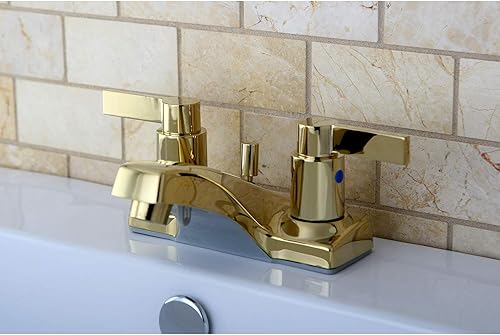 Miniatura 2 de Kingston Brass KB8102NDL NuvoFusion - Grifo de baño central de 4 pulgadas, 3-58 pulgadas en alcance de boquilla, latón pulido