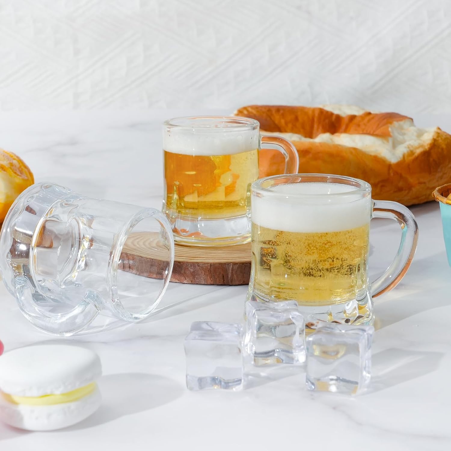 12Pcs Mini Beer Mug Shot Glasses,2 Oz Clear Shot Glasses Bulk with Handles, Freezable Beer Mug,Mini Mugs for Holidays, Parties, and Barbecues