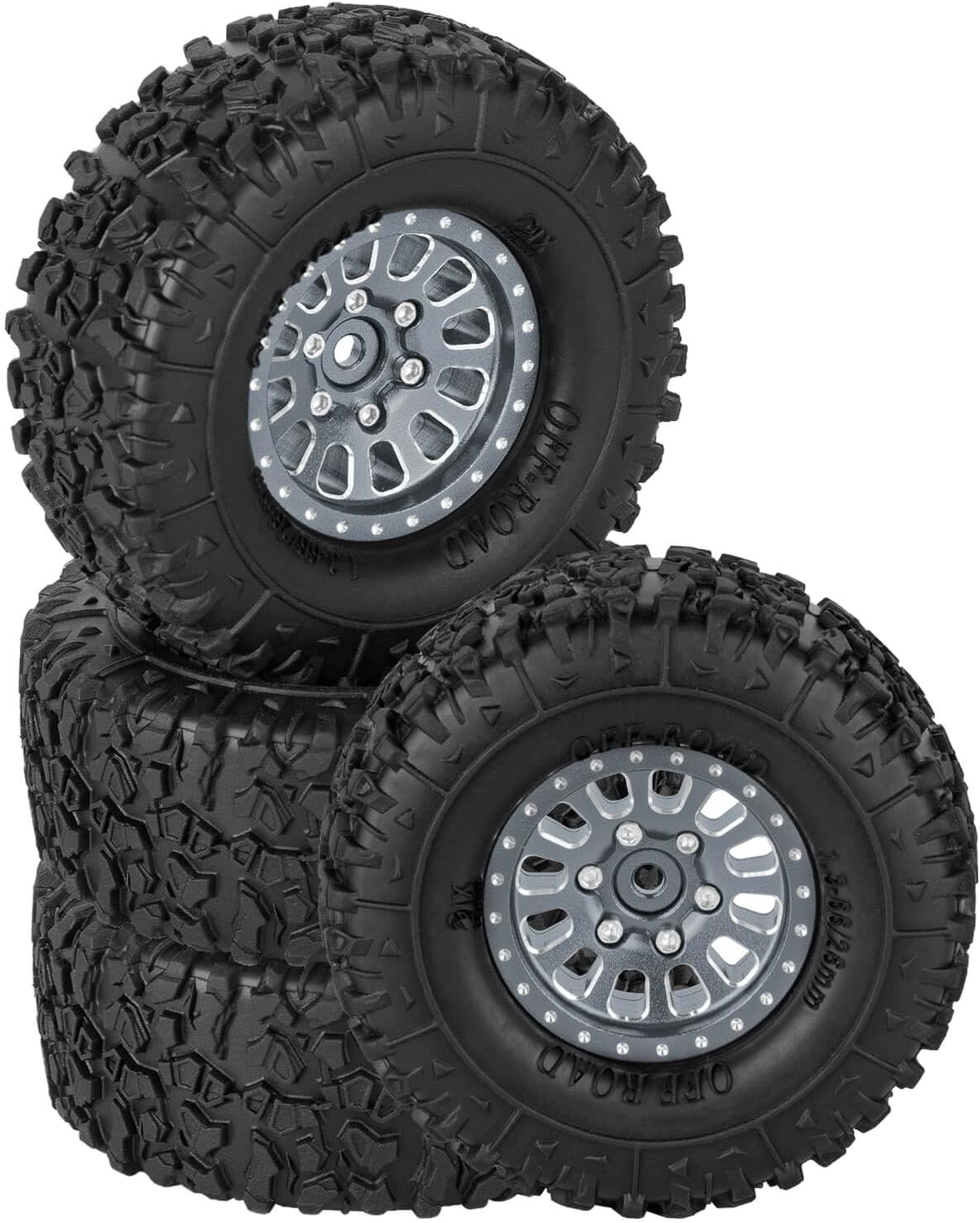 RC 1.3 in Wheel Tires for 1/18 TRX4M RC Crawler Car,Aluminum 1.3 Beadlock Wheel Rims and Rubber Tires w/Sponge,RC Truck Tires,Titanium Titanium - (1.3 Tires)