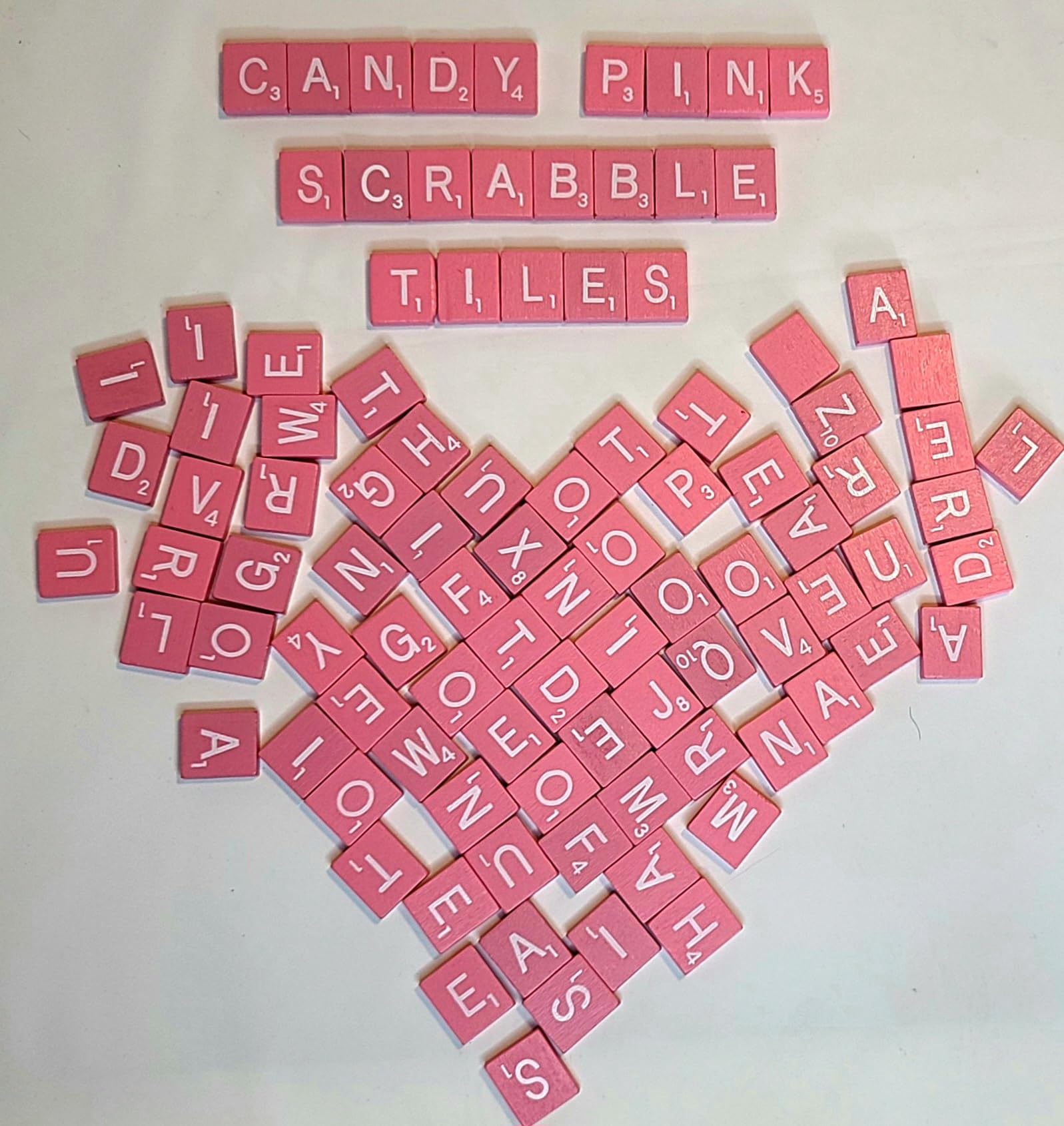 Wood Scrabble Tiles Set 100 Tiles ~ Game Replacement, Scrapbooking, Crafts, Messages, Etc. (200 Pastel Pink (2 Packages of 100 Letters), Pastel Pink)