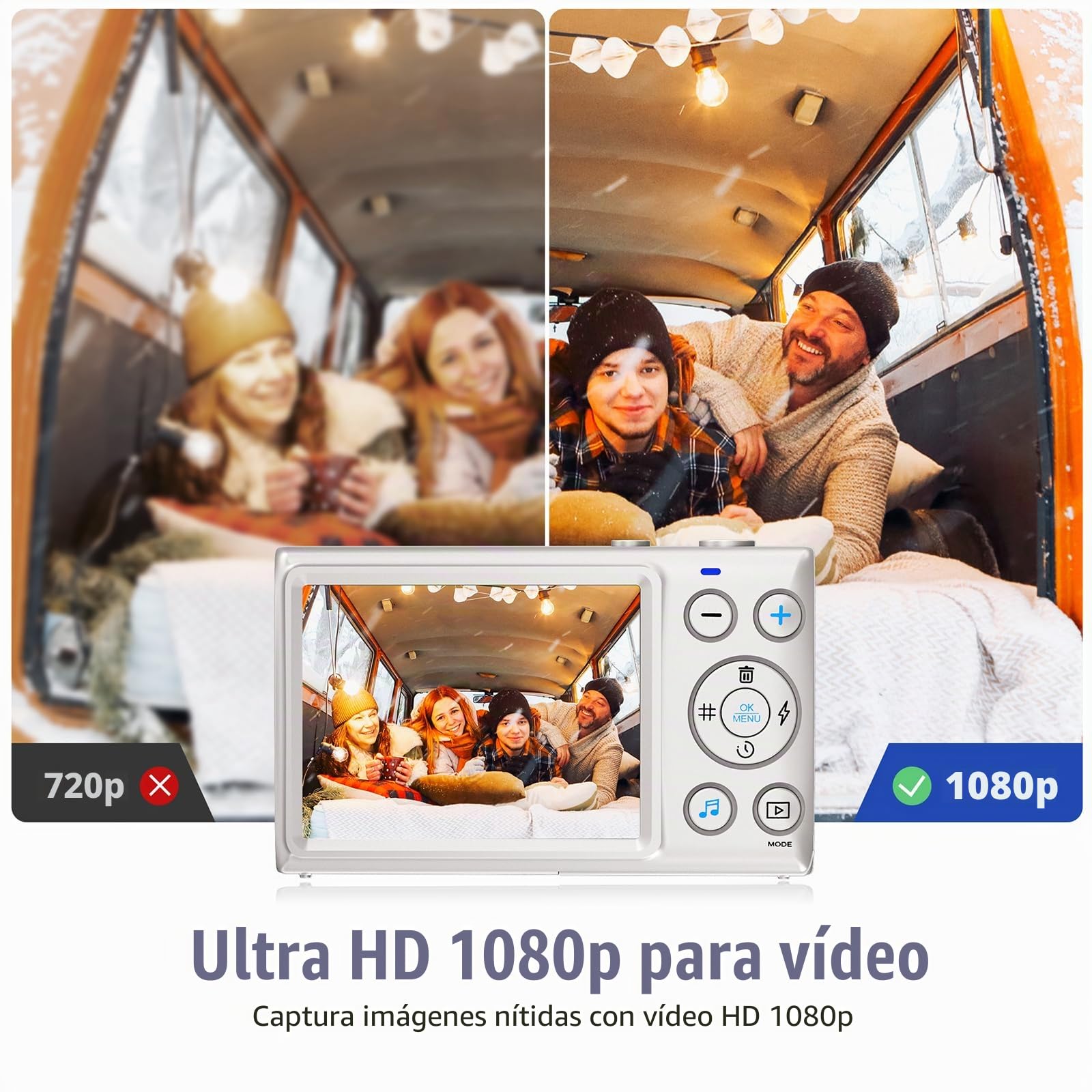 Cámara Digital CCN, 64MP 1080P FHD Cámara de Fotos con Pantalla de 3.0 Pulgadas, 18X Zoom Digital Cámara Compacta Portátil con 32GB Tarjeta TF, Cable USB, para Adolescentes Niños Adultos, Blanco