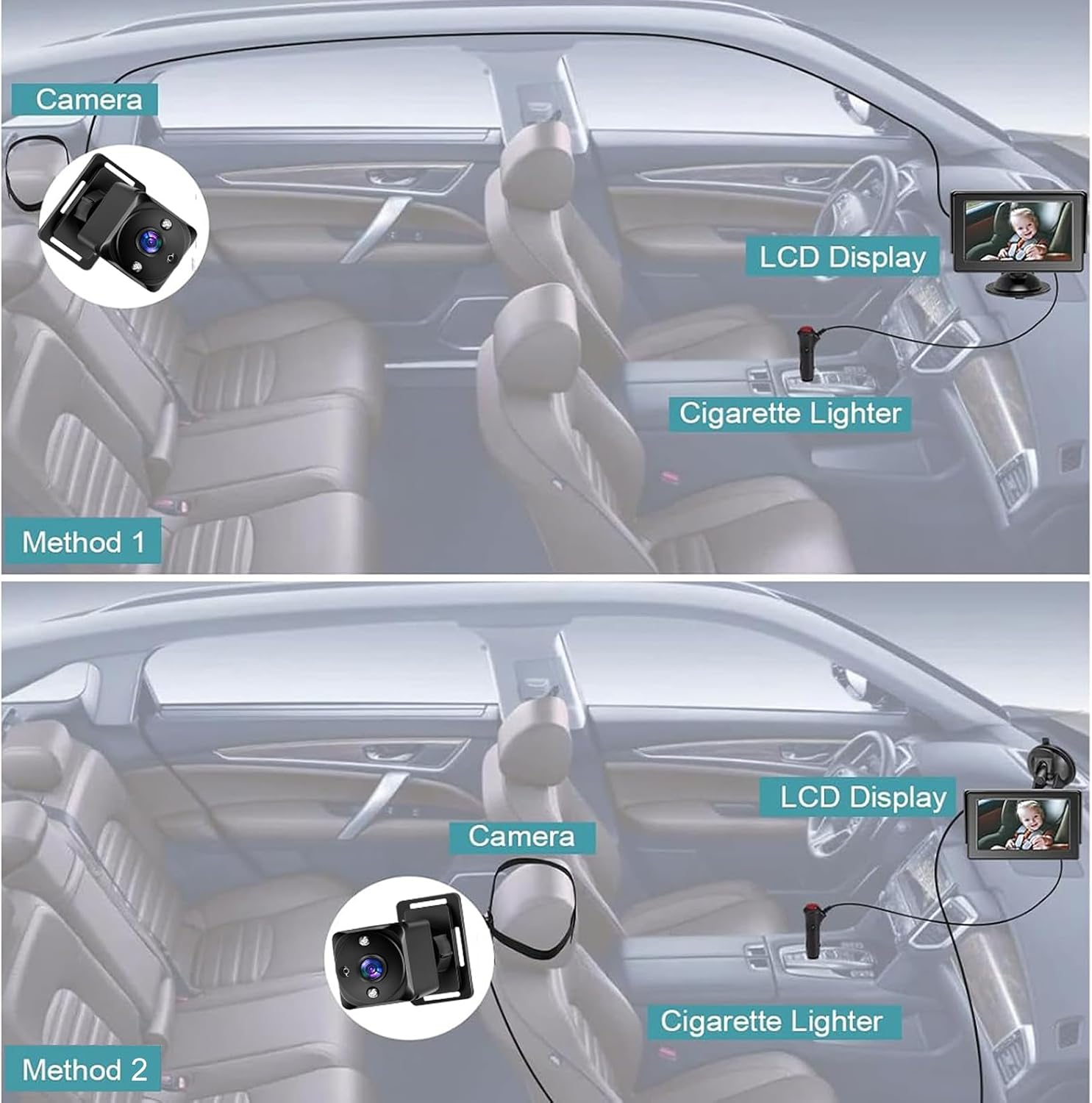 Shkalacar Baby Car Camera Mirror, Baby Car Monitor, View Infant in Rear Facing Seat 7" Back Seat Baby Car Mirror with Night Vision, Wide Crystal Clear View, Aimed at Baby