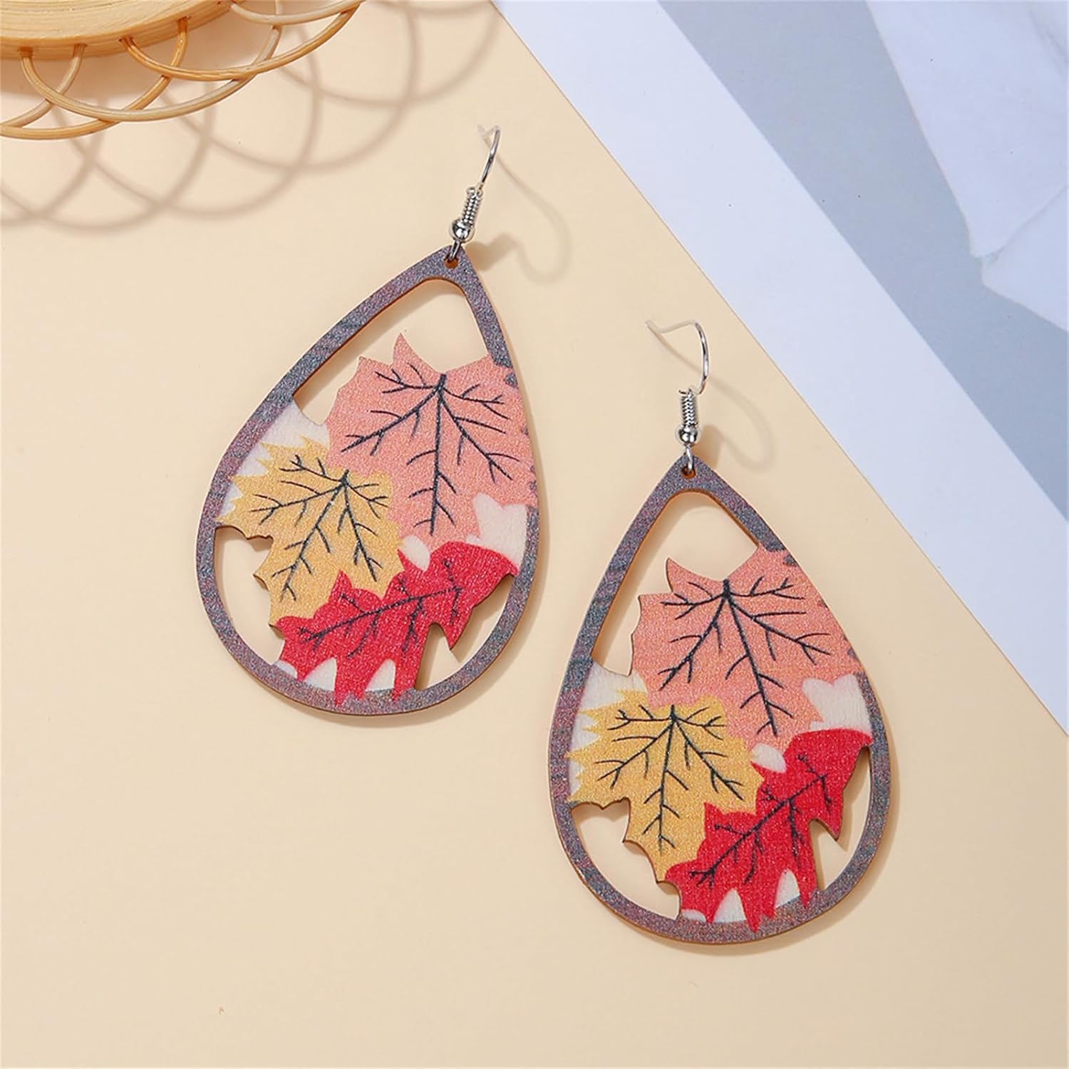 Fall Thanksgiving Earrings Set for Women Cute Unique Colorful Handmade Wooden Pumpkin Turkey Lightweight Dangle Earrings Autumn Jewelry - Image 5