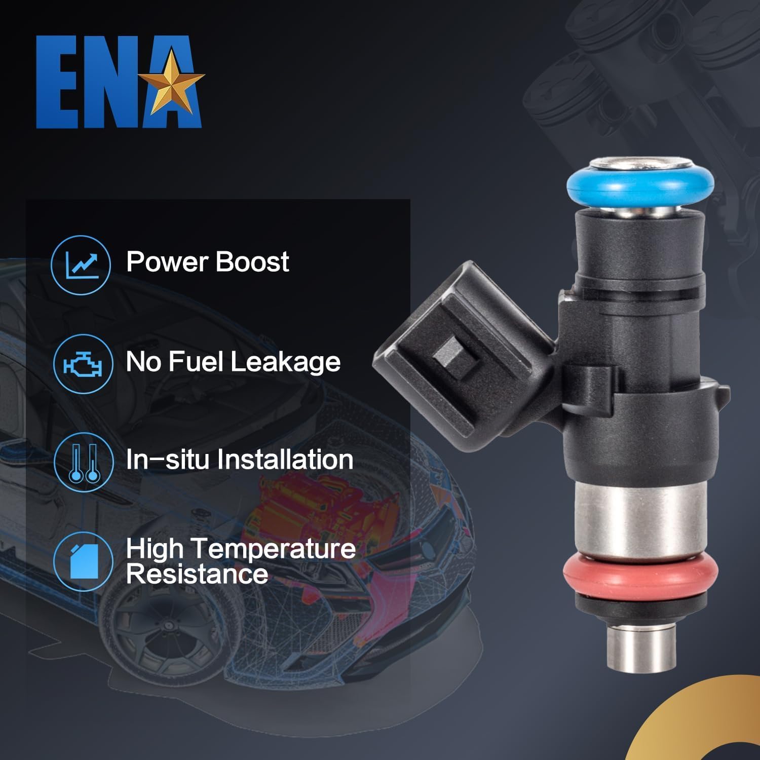 ENA 4 Holes Fuel Injectors Set of 8 Compatible with Chevrolet Pontiac Camaro 2010-2015, Corvette 2006-2013, SS 2014-2017, G8 2008 2009, V8 6.2L 7.0L, Replacement for FJ988 0280158051 12576341 4G2041