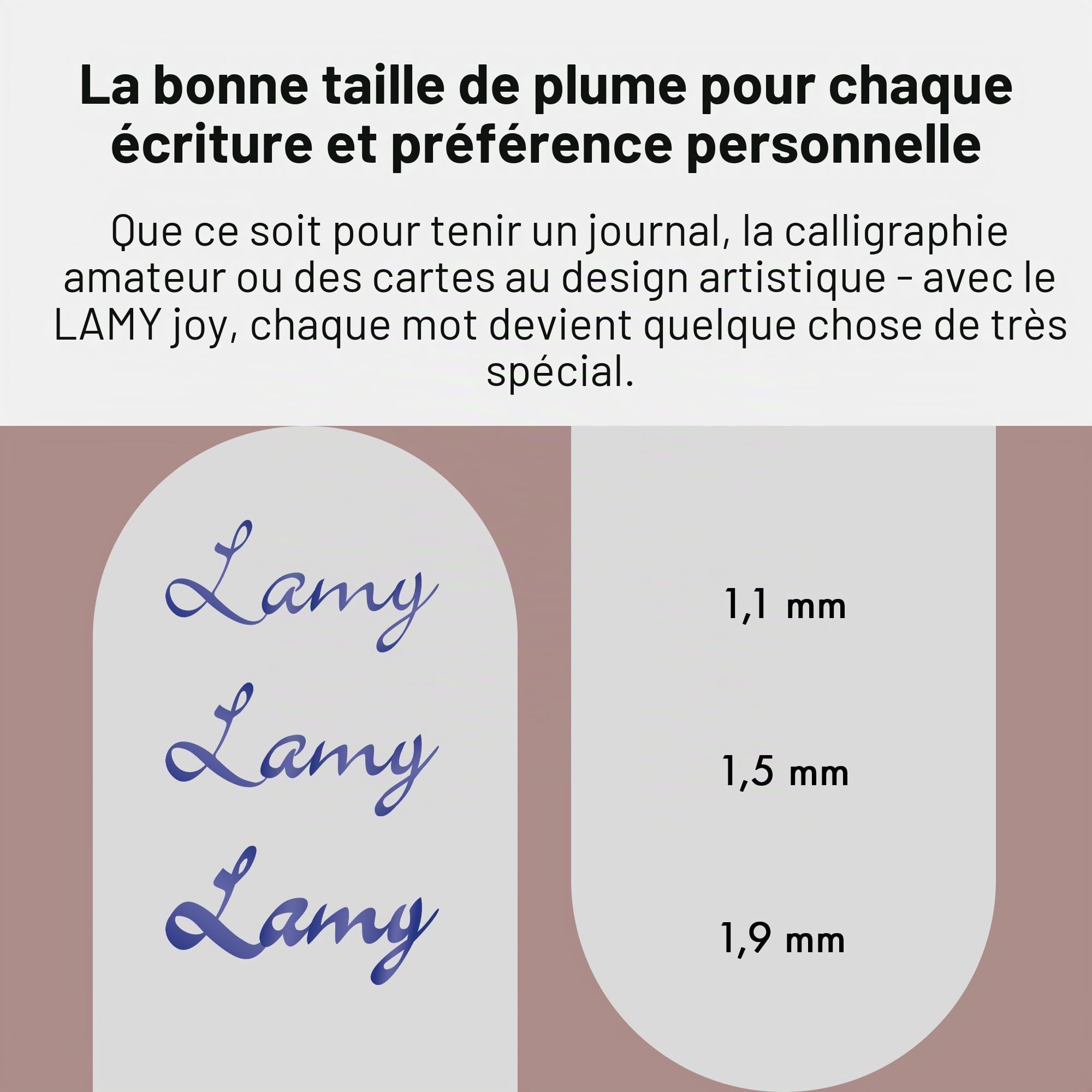 Lamy joy Set stylo plume calligraphie black - stylo plume avec 3 plumes différentes (1.1/1.5/1.9 mm) - Avec plume à traction et grip ergonomique - avec 5 cartouches d'encre bleue T 10