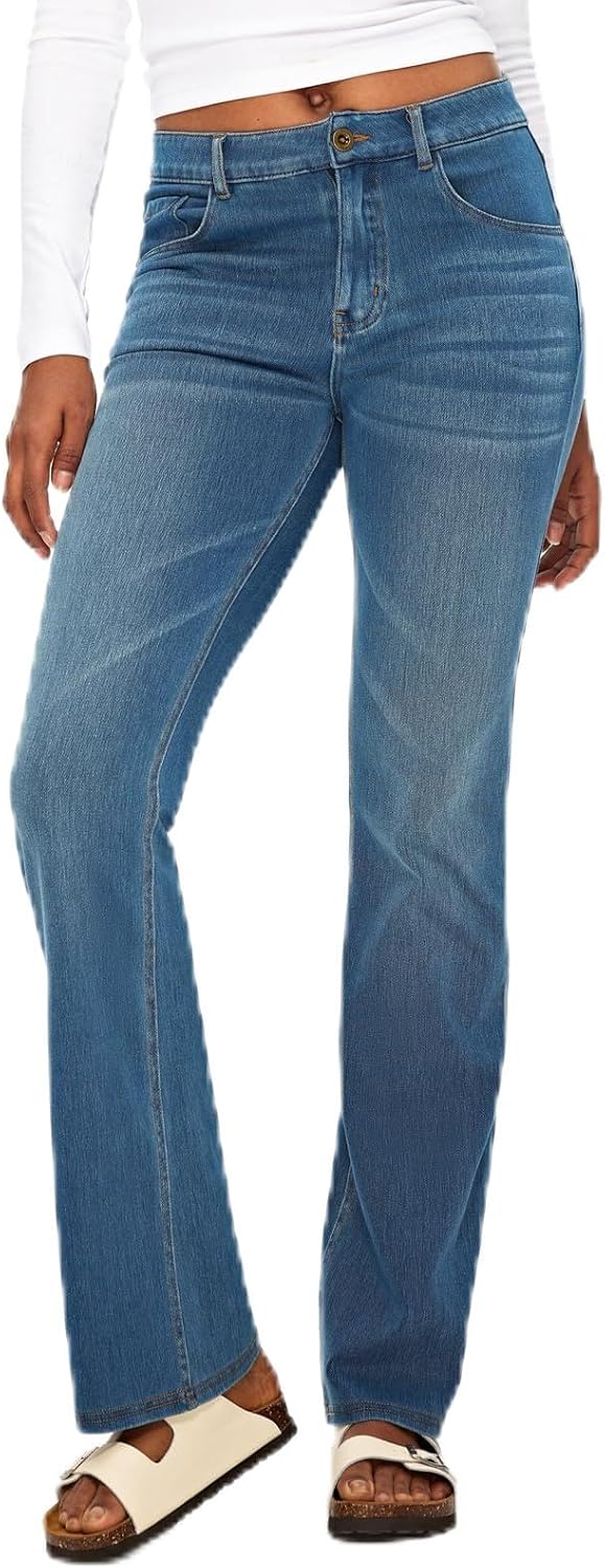 Low Rise Bootcut Jeans for Women - Soft Stretchy Fabric with Straight Leg Cut Denim Pants