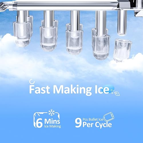 Vista 10 de Antarctic Star Nugget - Máquina de hielo para encimera, máquina de hielo de guijarros con hielo de pellets masticable, 34 libras/24 horas, Negro