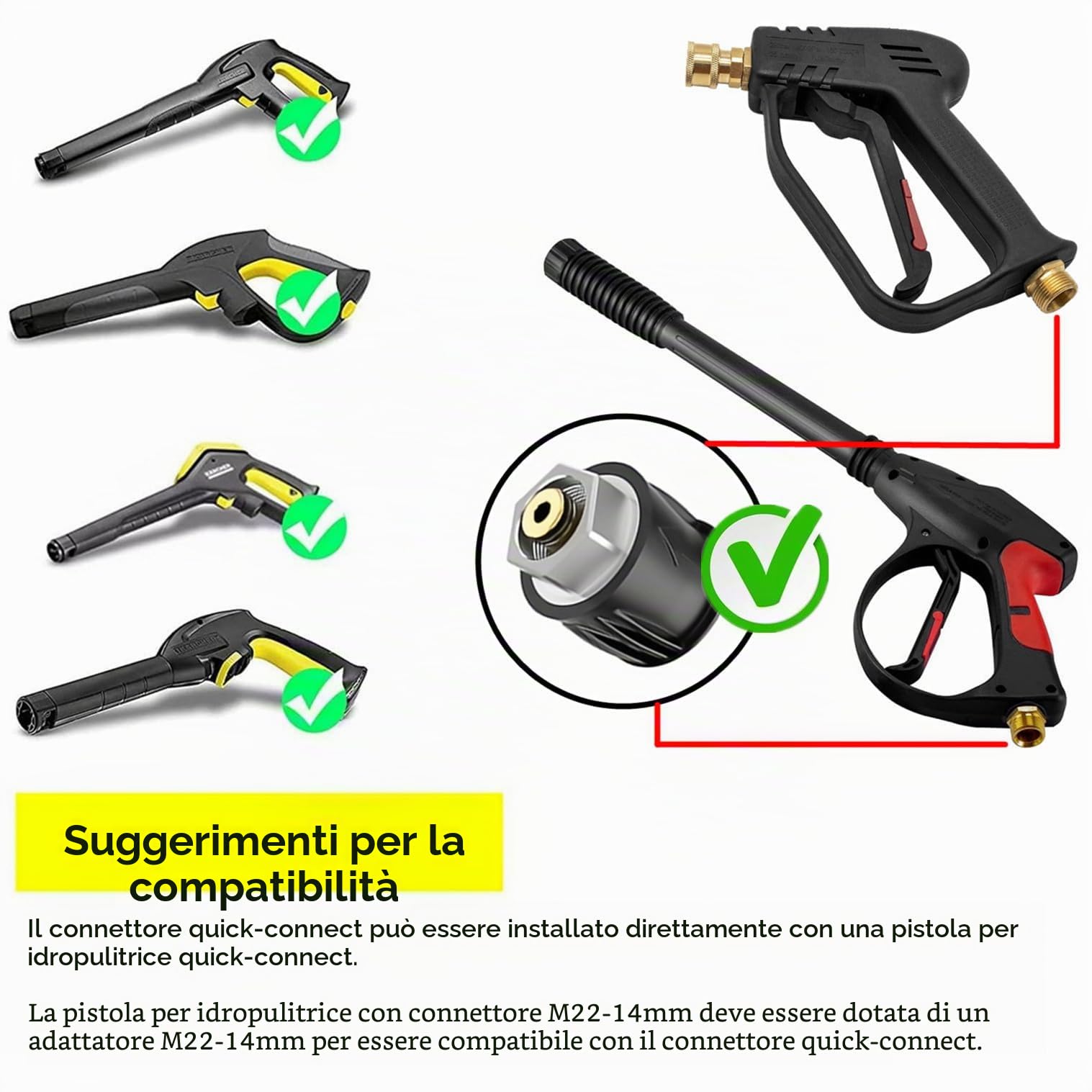 StoneBanks 10m flessibile Tubo per idropulitrice Karcher K-Serie K2 K3 K4 K5 K6 K7, Tubo Alta Pressione Idropulitrice Quick Connect Rapido Con M22-14mm Adattatore