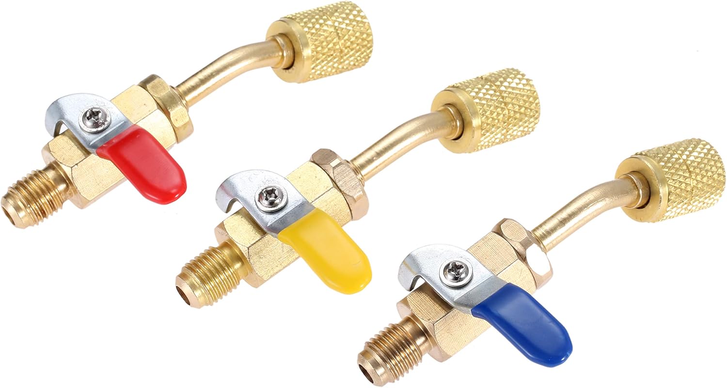 Válvula de Bola Compacta Angulada Aupoko R410A 5/16'' SAE Hembra a 1/4'' SAE Macho