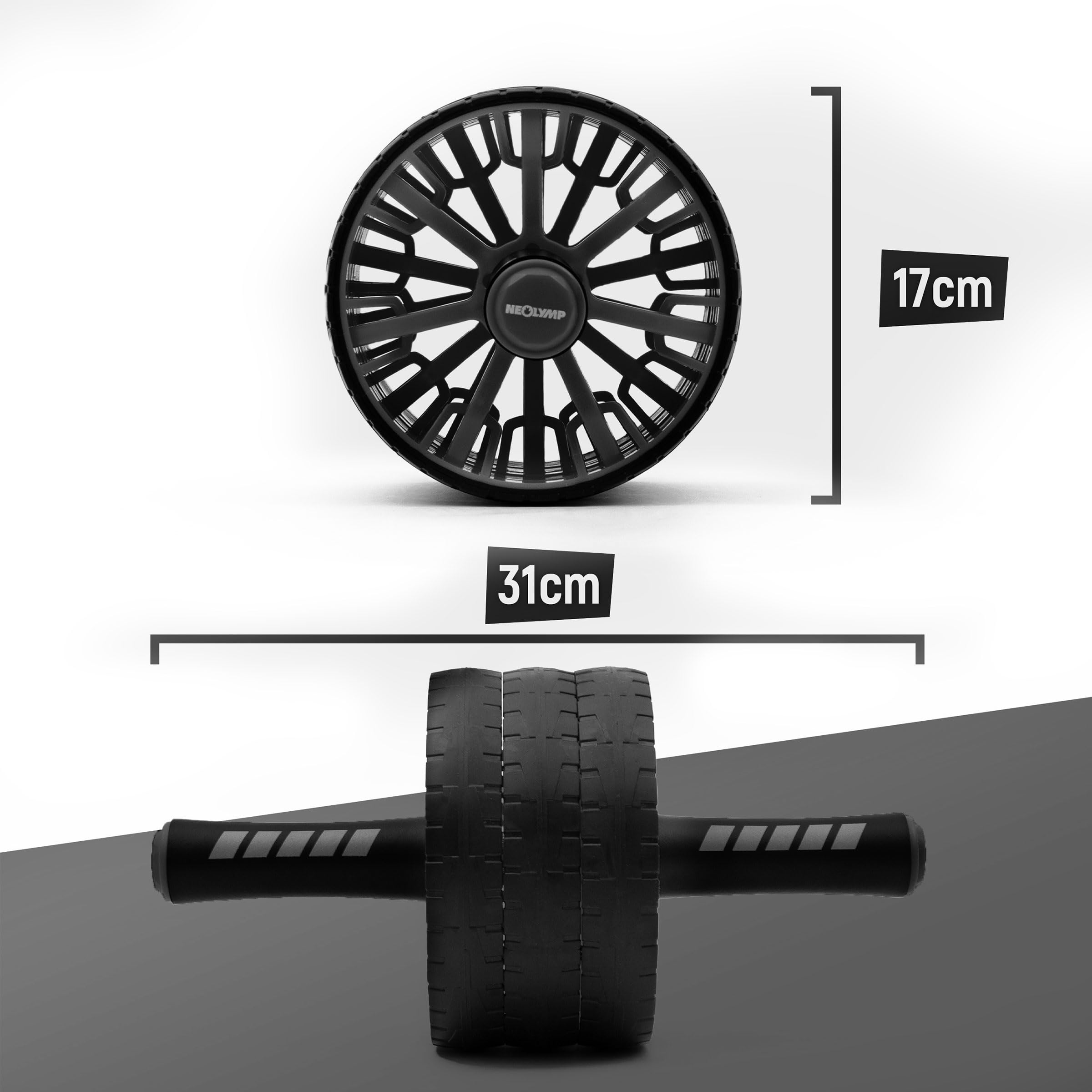 NEOLYMP Roue Abdominale AW320 - Roulette Abdominaux Avec Poignées Mousse - Jusqu'à 150kg - Idéal Musculation Maison
