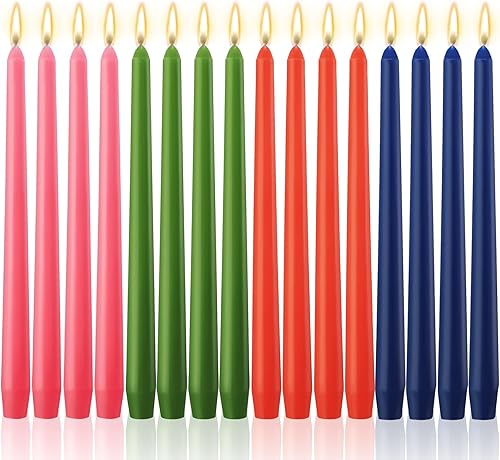 MTLEE 16 velas cónicas de 10 pulgadas de largo a granel, sin humo, sin perfume, cera de parafina con mecha de algodón para el día de San Valentín,