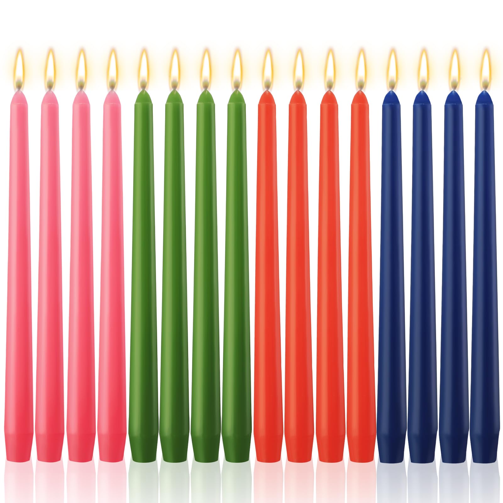 MTLEE 16 candele coniche da 25,4 cm, antigoccia, senza fumo e non profumate, candele affusolate a lunga combustione, bastoncini di paraffina con stoppini in cotone, candele da cena, ideali per eventi