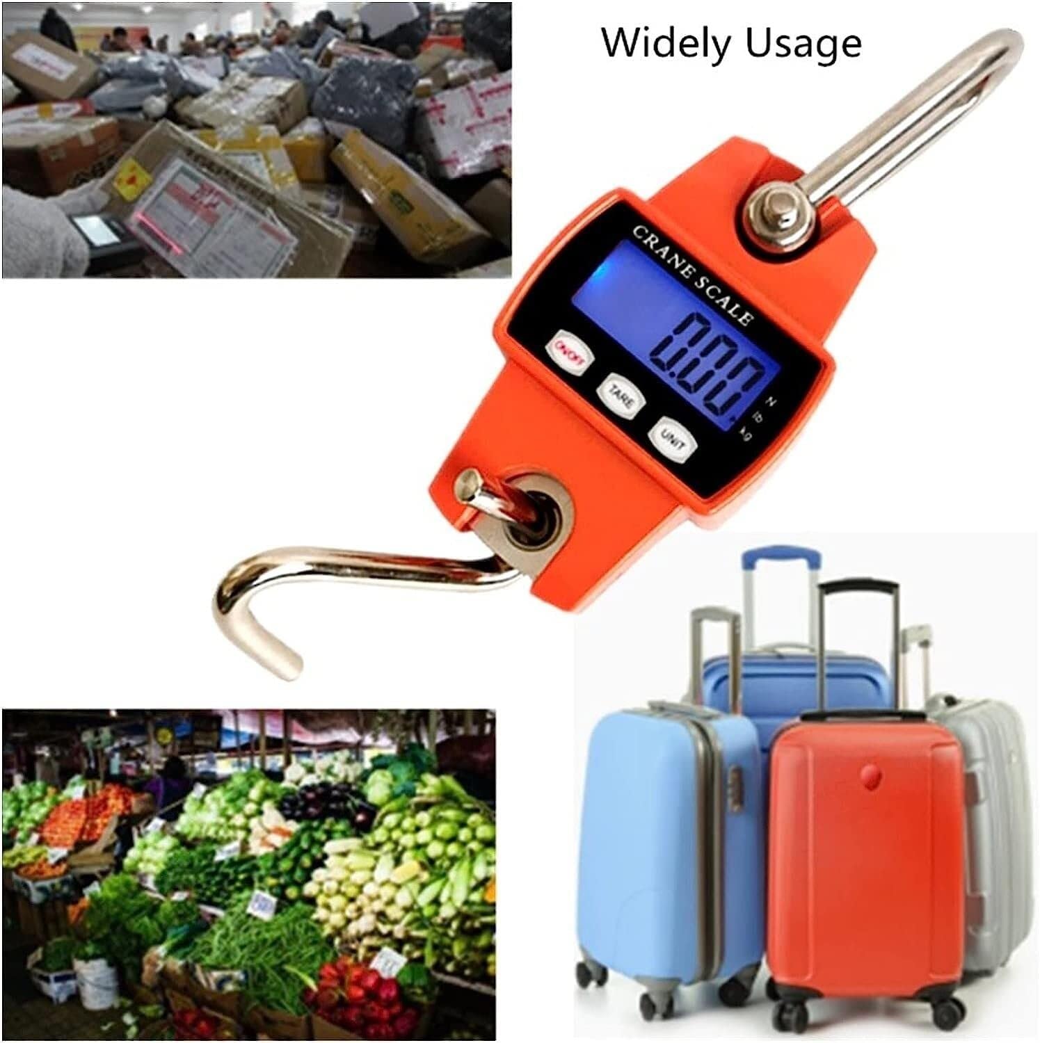 Industrial Ring Weighing Scale Digital Crane Scale 300kg/50g Mini Crane Scale Hook Scale Electronic Scale Heavy Duty Hanging Kitchen Scale with Accurate S Scale