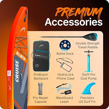Bluefin Cruise 10'8 Inflatable Paddle Board | Premium SUP Package & Accessories | Non-Slip Deckpad & Lightweight | 6' Thick All-Round SUP Paddleboard | Perfect stand up board for Adults & Youth