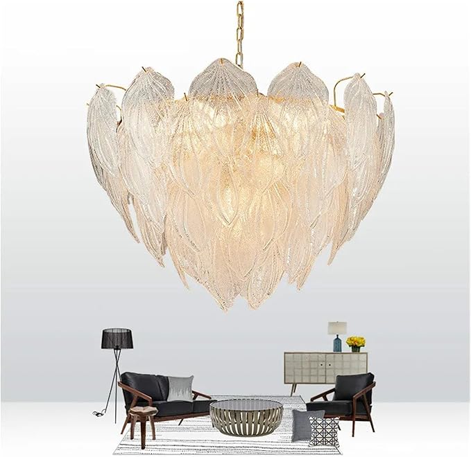 JINMUXUAN Post Modern Luxury E14 LED hanglampen glasblad LED hanglamp metaal goud glanzend hanglamp ketting foyer lamp voor binnen LED kroonluchter