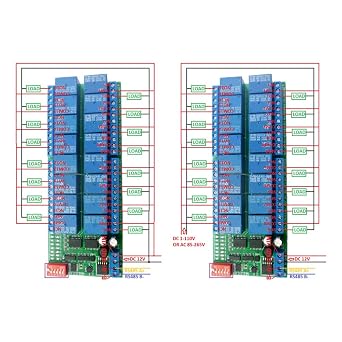 DC 12V 16-Channel RS485 Relay Module Board PLC Controller Serial Port Switch with Low Level Trigger Expansion Board