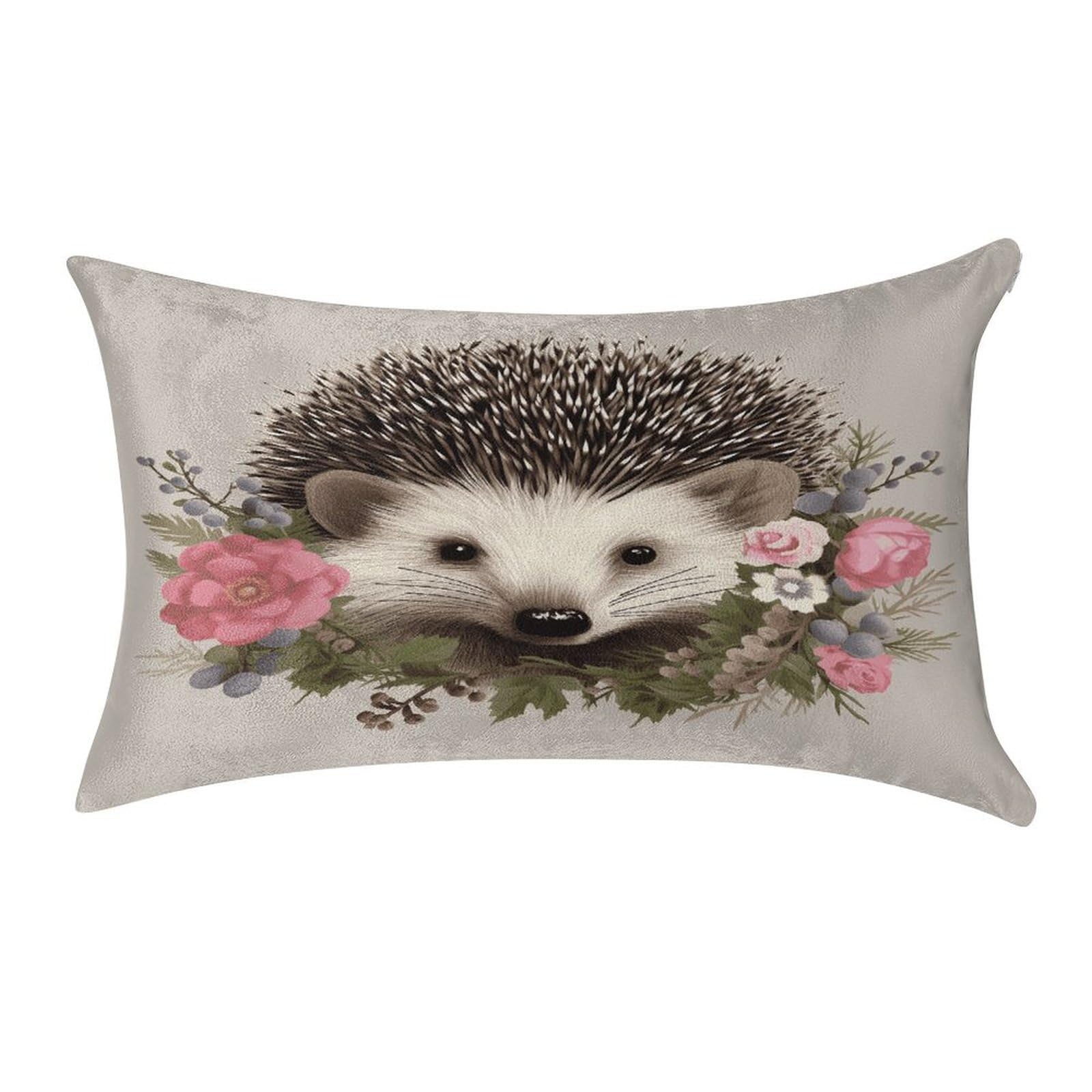 Btcowzrv Style Hedgehog In Floral Wreath Pillow Cover Pillow Case Pillowcase