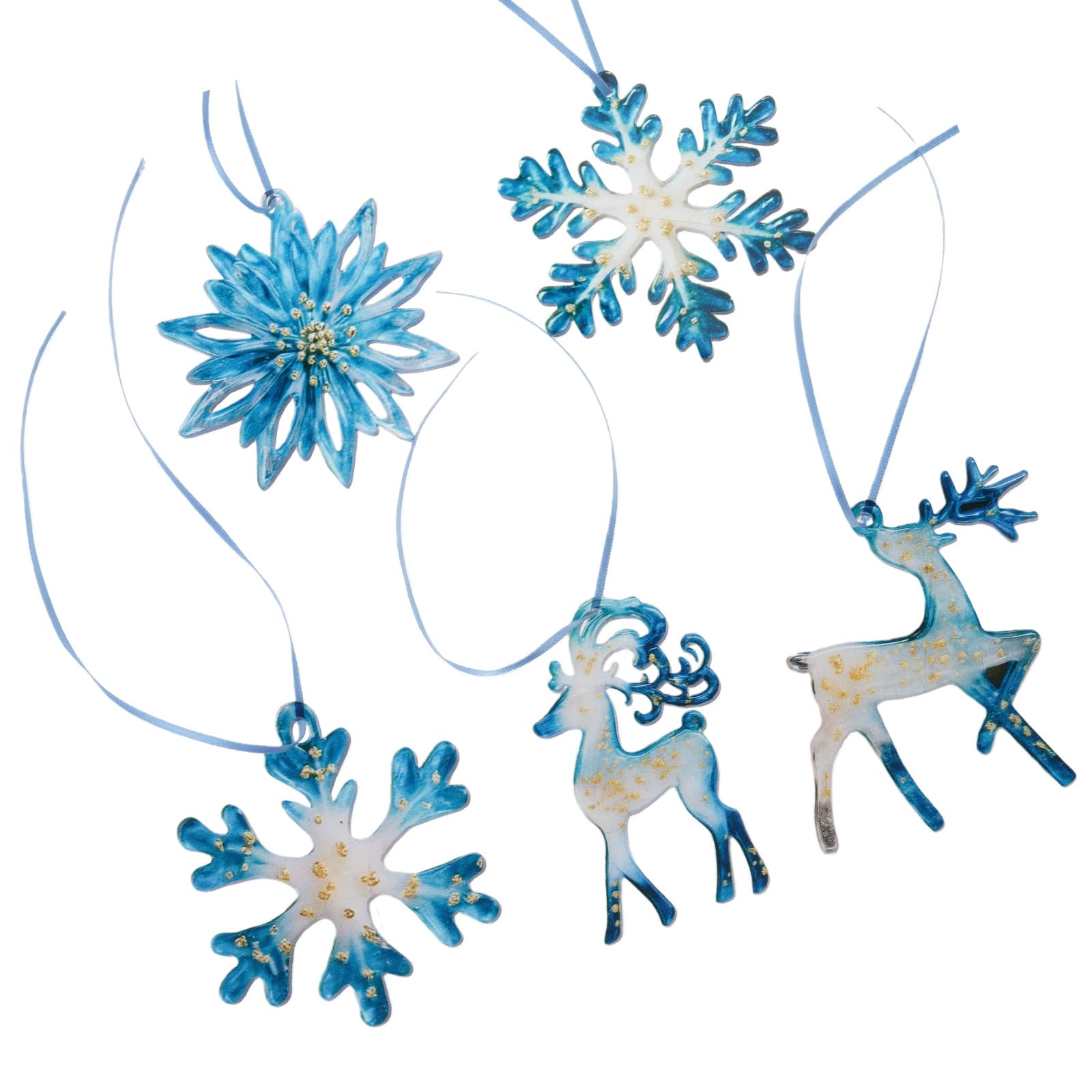 Carotoe H 1 Piece Resin Reindeer Snowflake For Christmas Decoration Waterproof Feature Festive Blue Ues Reindeer Snowflake Pendant For Christmas Decoration