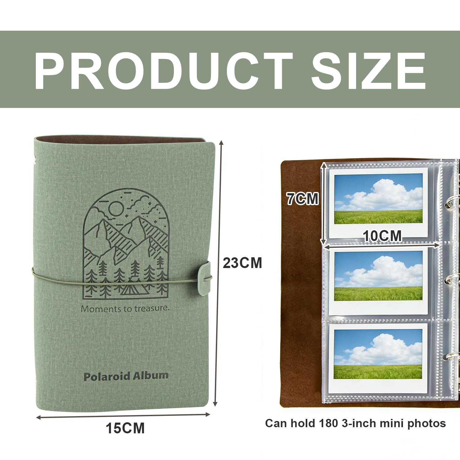 Mini albumy ze zdjęciami, segregator na karty z 180 kieszeniami na albumy, vintage zielony toploader, tradycyjny album fotograficzny do Instax Mini 3 Cale, duża książka ze zdjęciami, wsuwana książka z