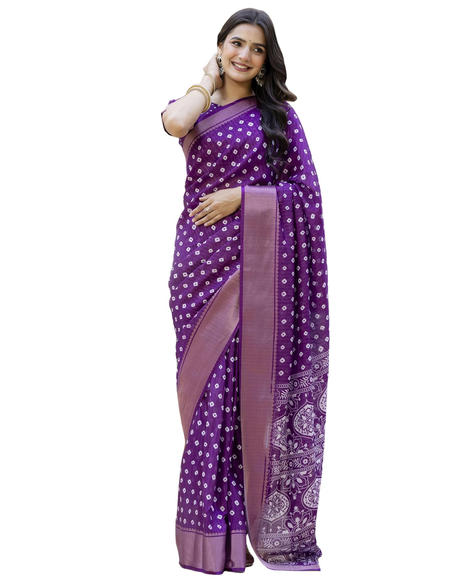siril Women's Dola Silk Striped Print One Minute Ready to Wear Saree With Unstitched Blouse Piece-picture-5