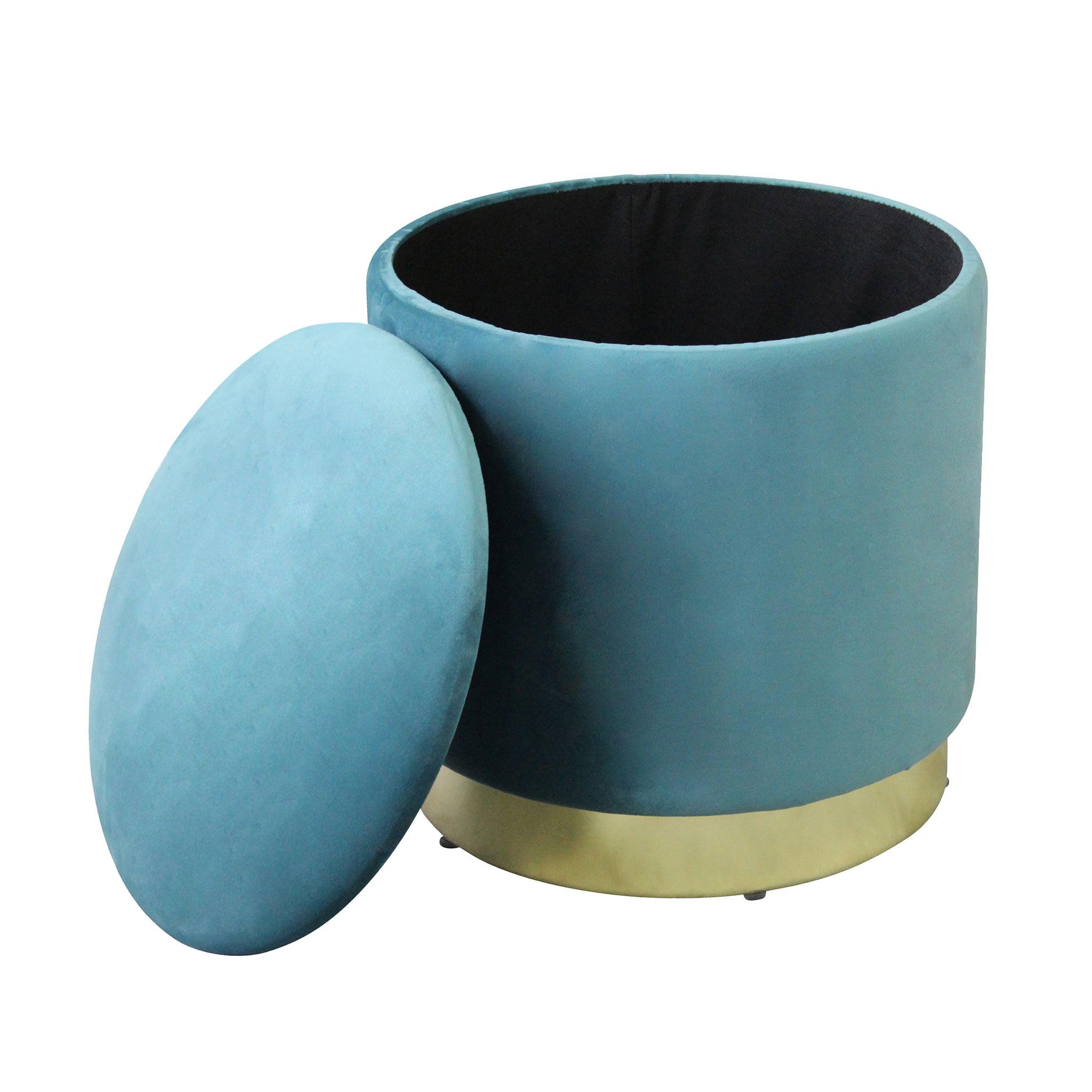 milani home - pouf contenitore rotondo, velluto, seduta contenitore poggiapiedi, verde, 37 x 37 x 40 cm