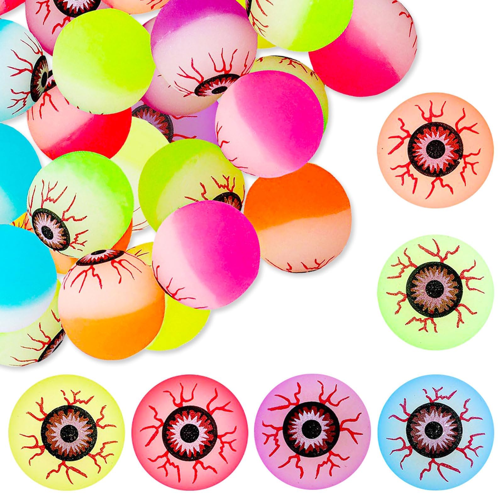 12 Pcs 6 Colour Halloween Toys Bouncy Balls, Halloween Games Eyeballs