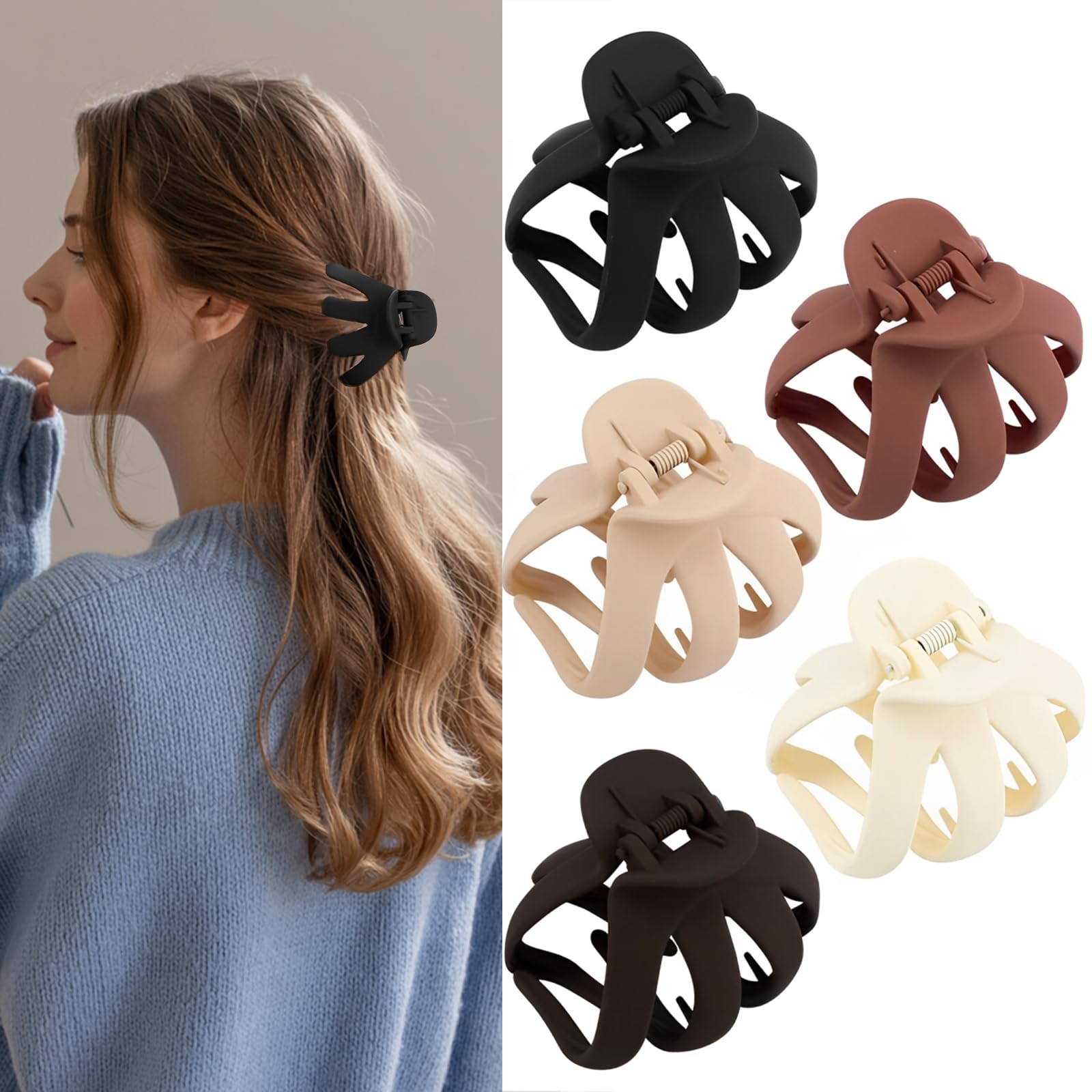 5 Pcs Claw Clips, Hair Claw Clips, Claw Clips for Thick Hair Octopus Hair Clip, Non-Slip Strong Hold