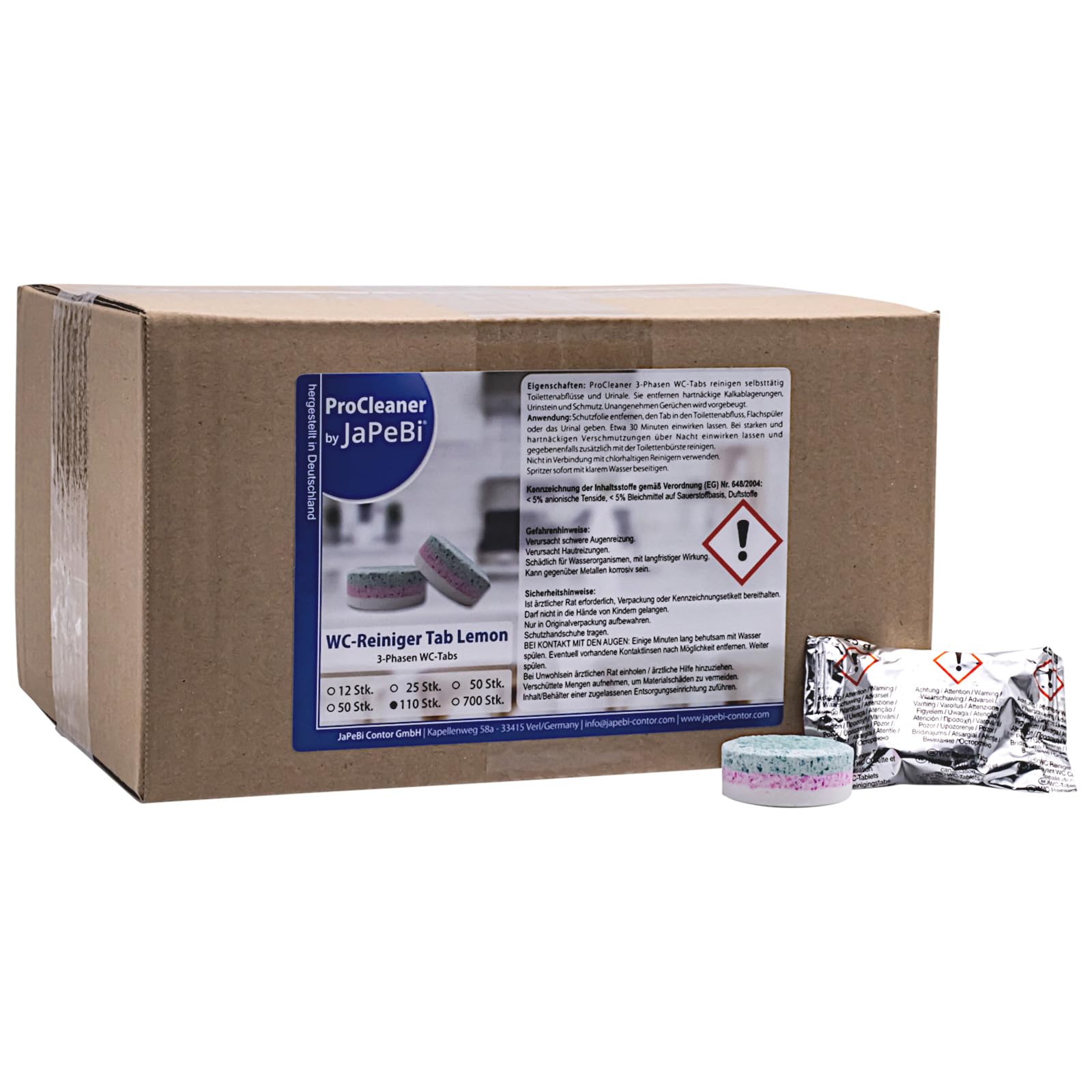 JaPeBi 110 WC-Reinigungstabletten Reiniger-Tabs ProCleaner, 25g, blau-grün