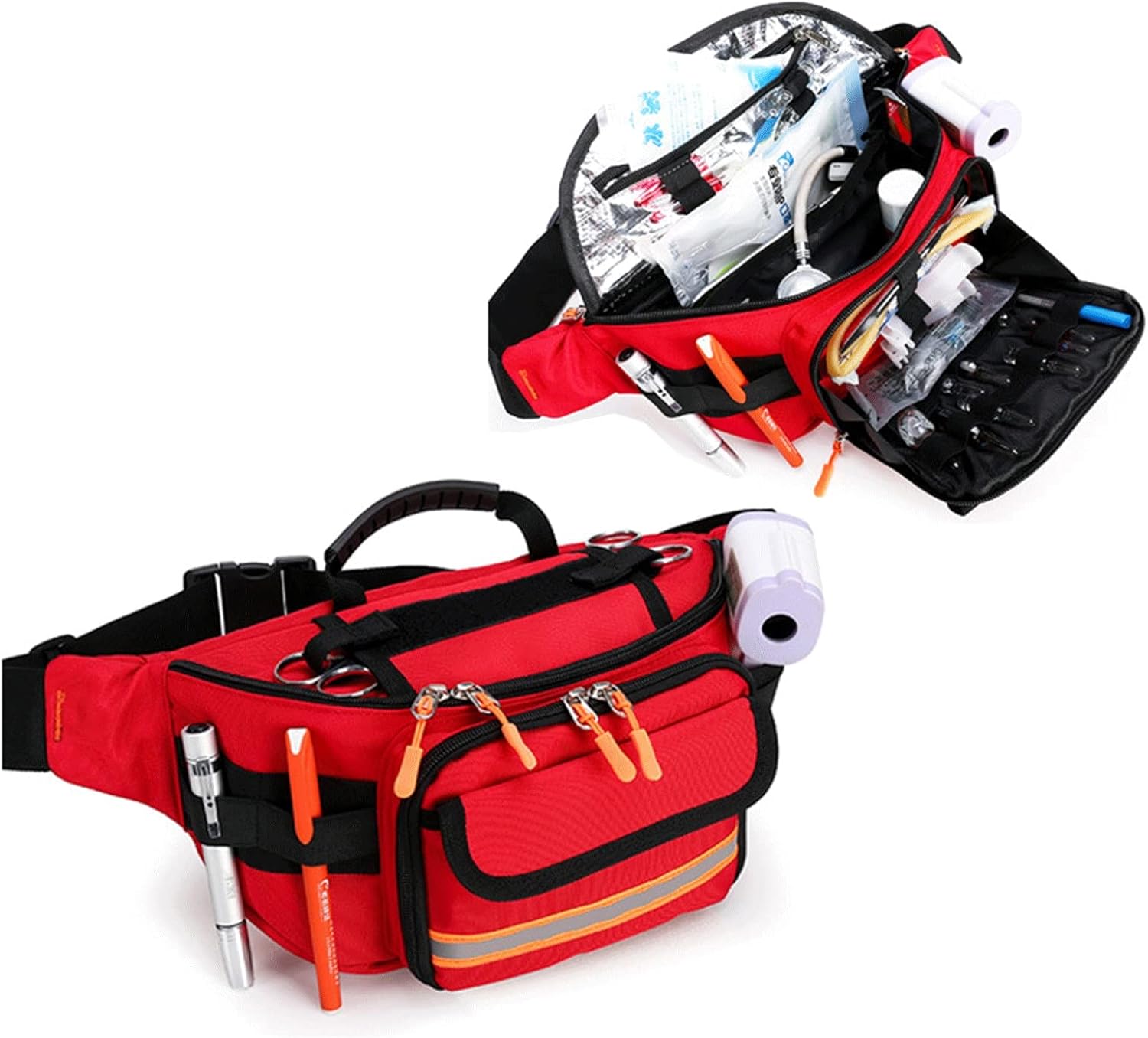 First Responder Bag Empty, Emergency Storage Portable Medical Trauma with Multiple Pockets for Aid Kit and Nursing Supplies