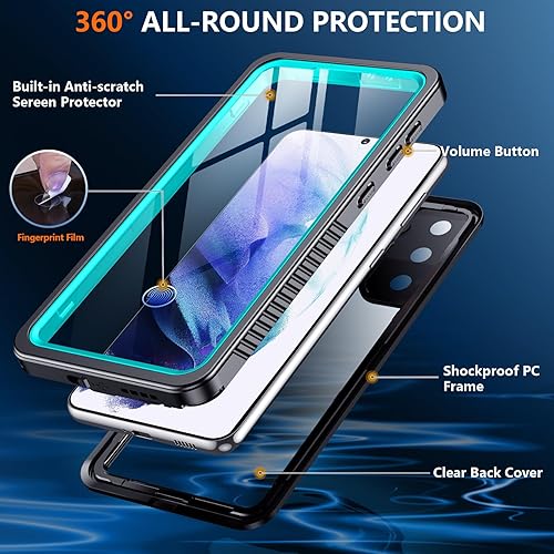 Miniatura 6 de Funda diseñada para Samsung Galaxy S21, protector de pantalla y lente incorporados impermeable, protección de alta resistencia, militar, a prueba de