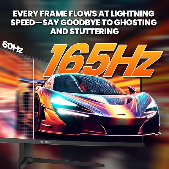 CRUA 49 DQHD 165Hz Ultrawide Curved Gaming Monitor, 1500R, FreeSync, Black