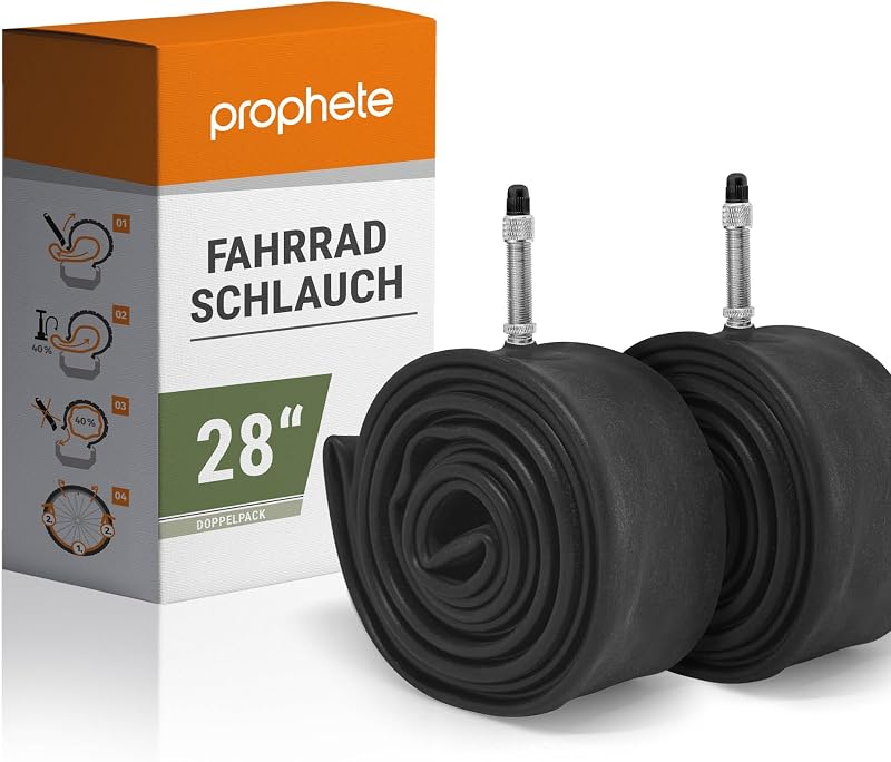 Prophete Fahrradschlauch kerékpár belső gumi duplacsomag Dunlop szeleppel, 28 x 1,75 - 28 x 2,00 col (ETRTO 47-622, 50-622), 2 db