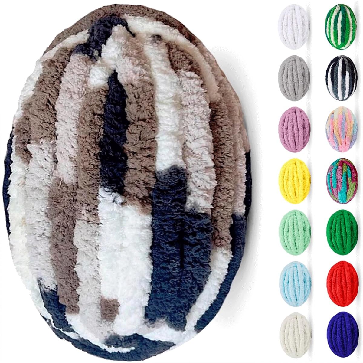 Häkelgarn, Baumwoll-Tricoter-Fil, doppelter Baumwoll-Tricot-Stoff, grob gestrickter Chenille-Trikotstoff(Colour 8,5 roll(1250g))