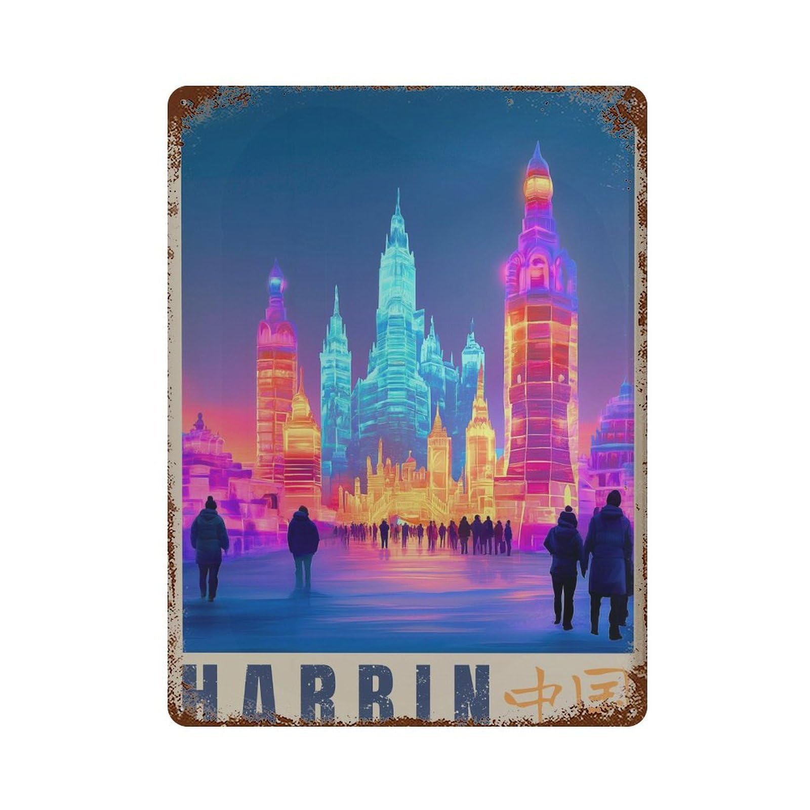 xiaoxiaoshen Harbin Ice Sculpture China Travel Wall Decor Art Metal Tin Poster Modern Home Decor Art Home Bar Shop Decorations Vintage Sign 40x30cm