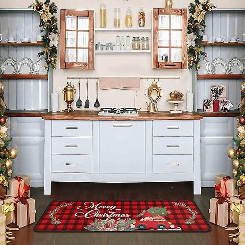 Miniatura 90 de Juego de 2 tapetes de cocina de Navidad, tapete de cocina con respaldo antideslizante, tapete de cocina decorativo lavable para decoración