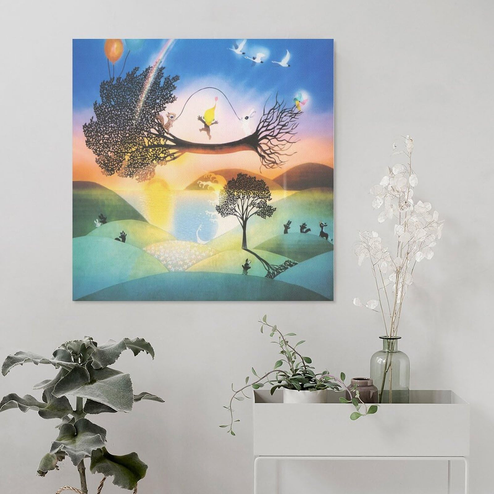 Amazon.co.jp: 藤城清治ポスター絵画「夢がとぶ」影絵 クール 壁アート