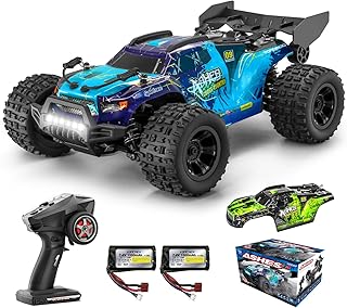 YONCHER 18101 Remote Controlled Car, 1:18 40 km/h RC Car for Adults Children, 4WD Offroad RC Buggy, Monster Truck Crawlers with 2 Batteries, 70+ Minutes for Outdoor Use