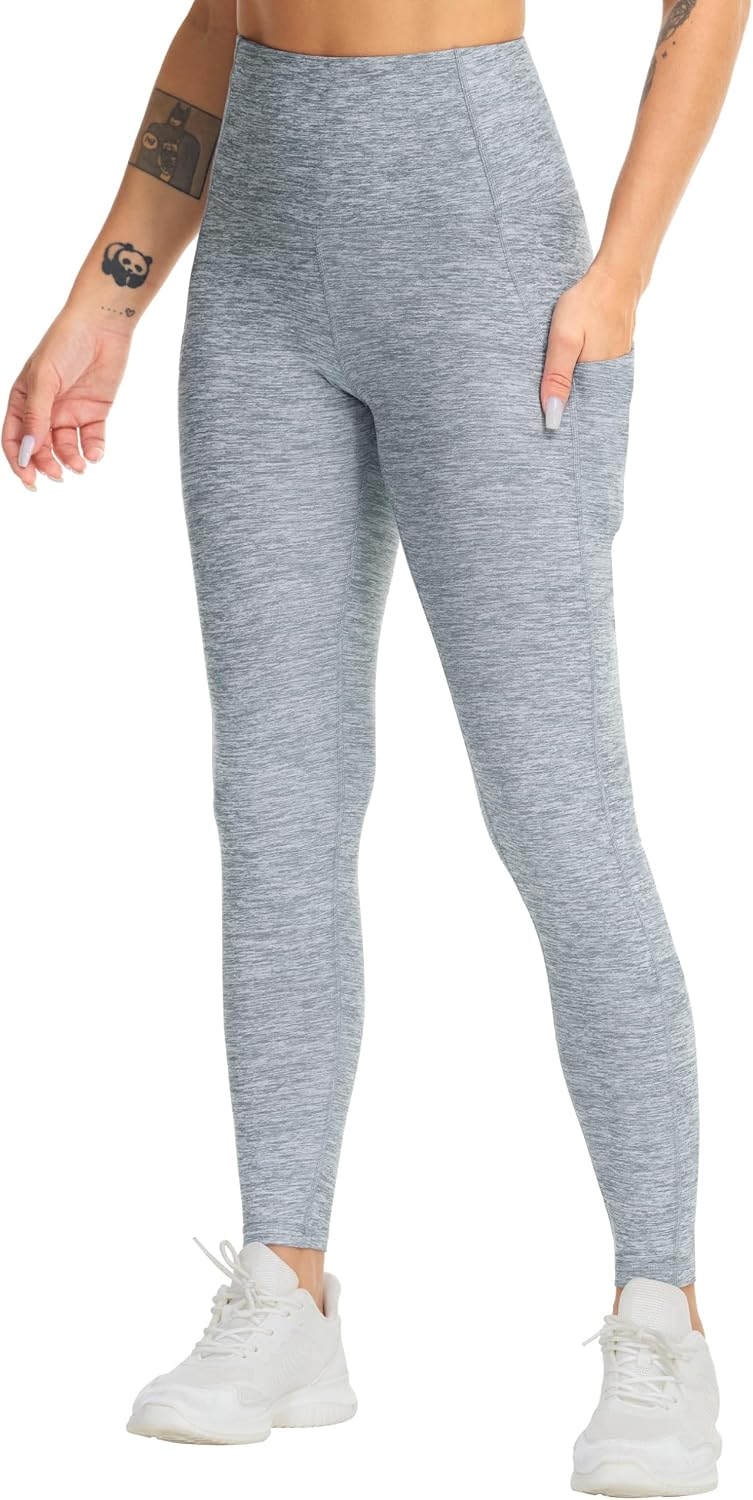THE GYM PEOPLE Thick High Waist Yoga Pants with Pockets, Tummy Control Workout Running Yoga Leggings for Women thumbnail