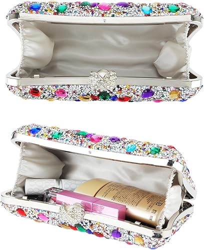 Miniatura 3 de Bolso de mano con diamantes de imitación para mujer, bolsa de noche brillante para fiesta, bolsa pequeña multicolor, bolso cruzado brillante para