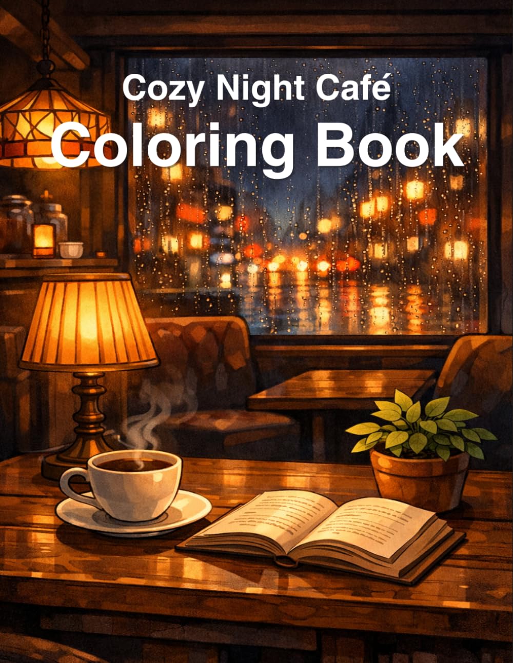 Cozy Night Café Coloring Book: Relaxing Coffee Shop Scenes for Stress Relief