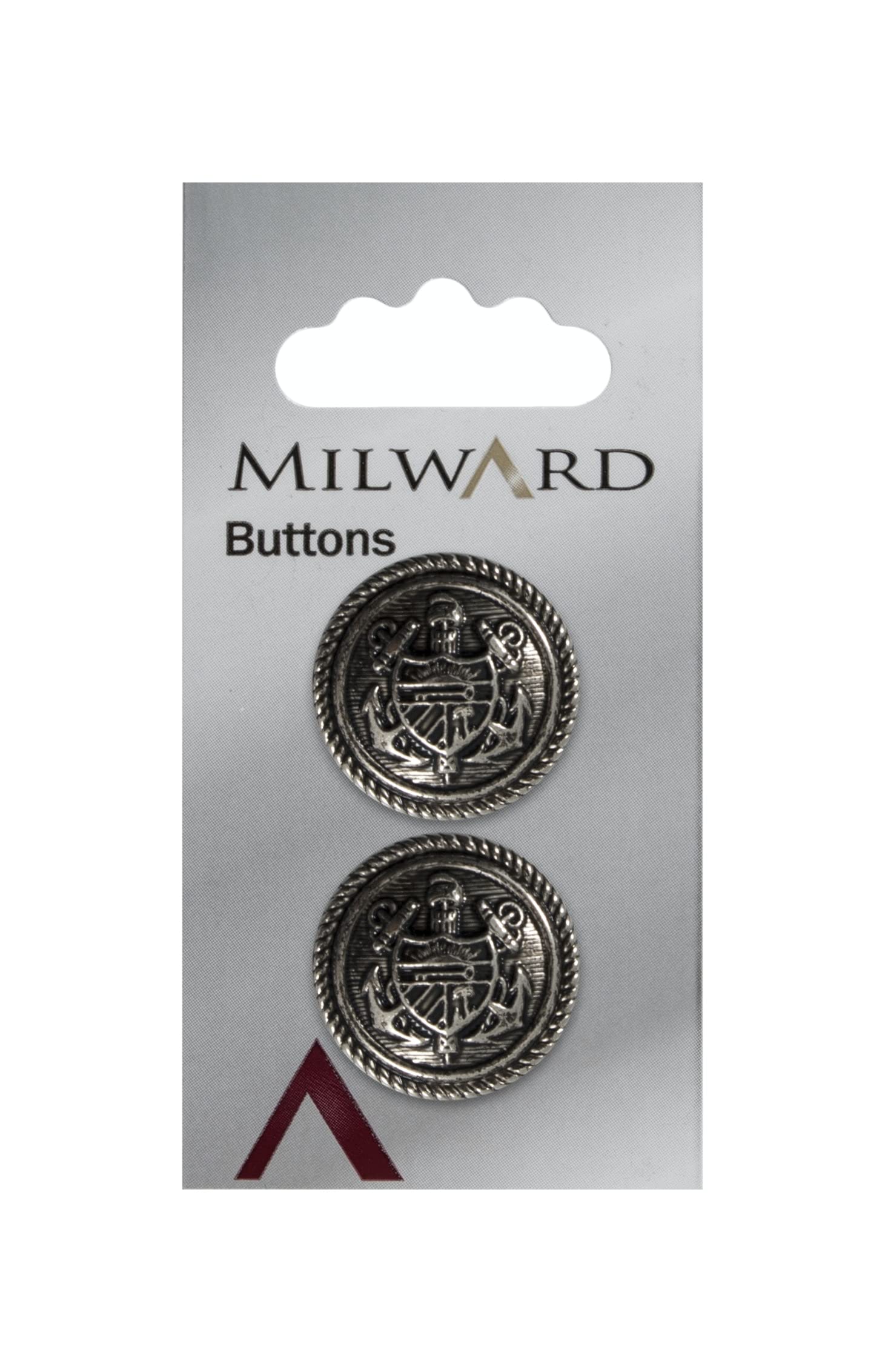 Milward 22.5 mm 2-Piece Metal Buttons, Silver