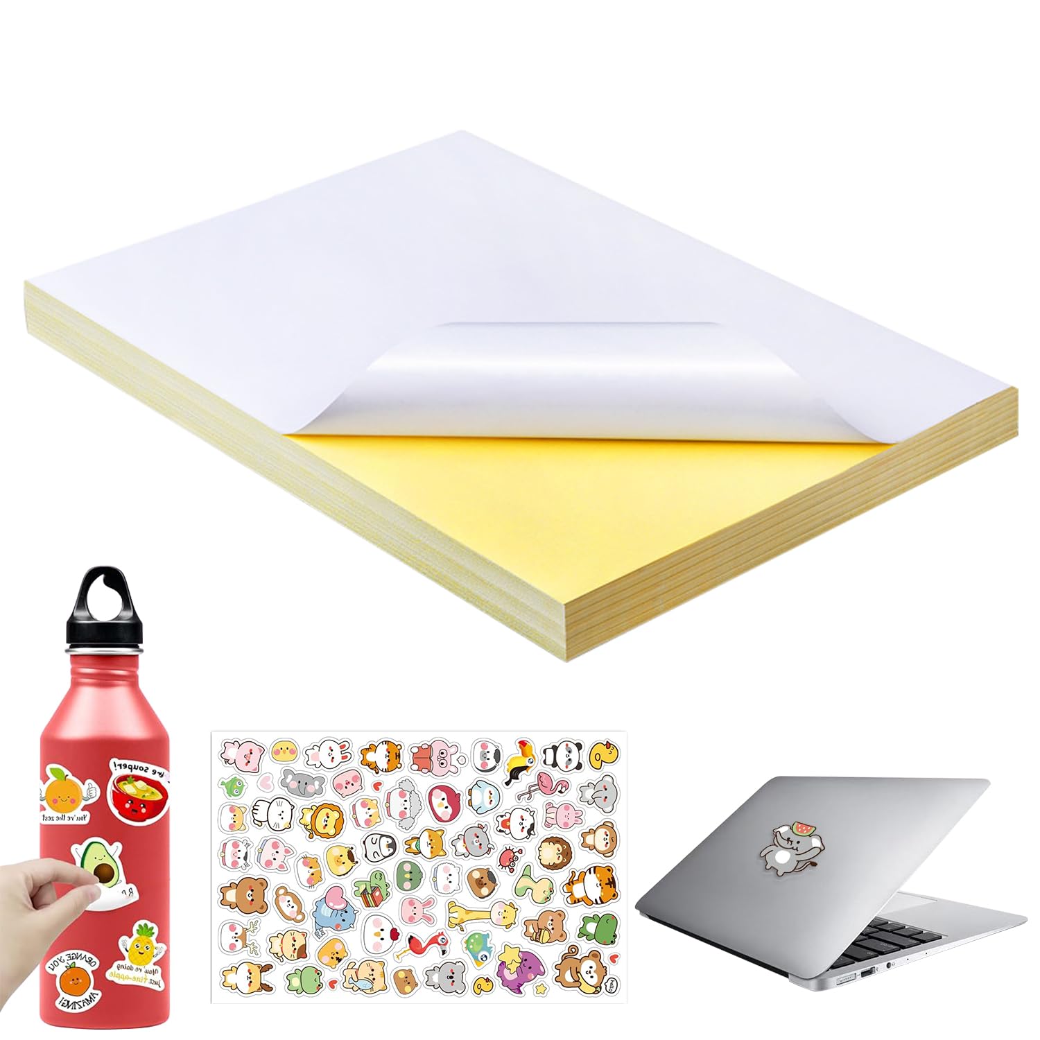 Papier samoprzylepny, matowy papier do drukowania, 80 sztuk, do etykiet, kompatybilny z drukarkami laserowymi, atramentowymi i igłowymi, A4
