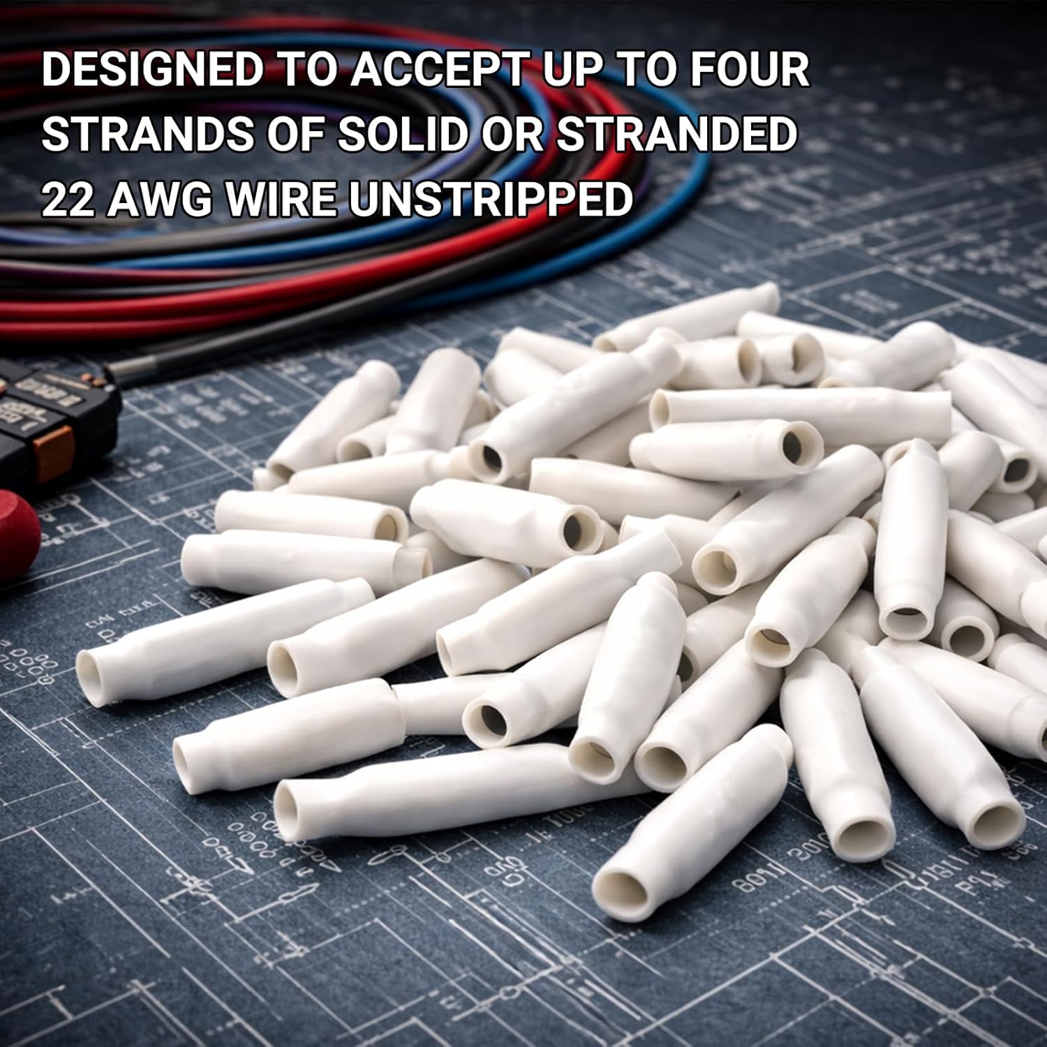 Low Voltage Wire Connectors, Dry B-Connectors Wire SplicesWire Crimp Bean Type Splice for Low Voltage, White (300 PCS)